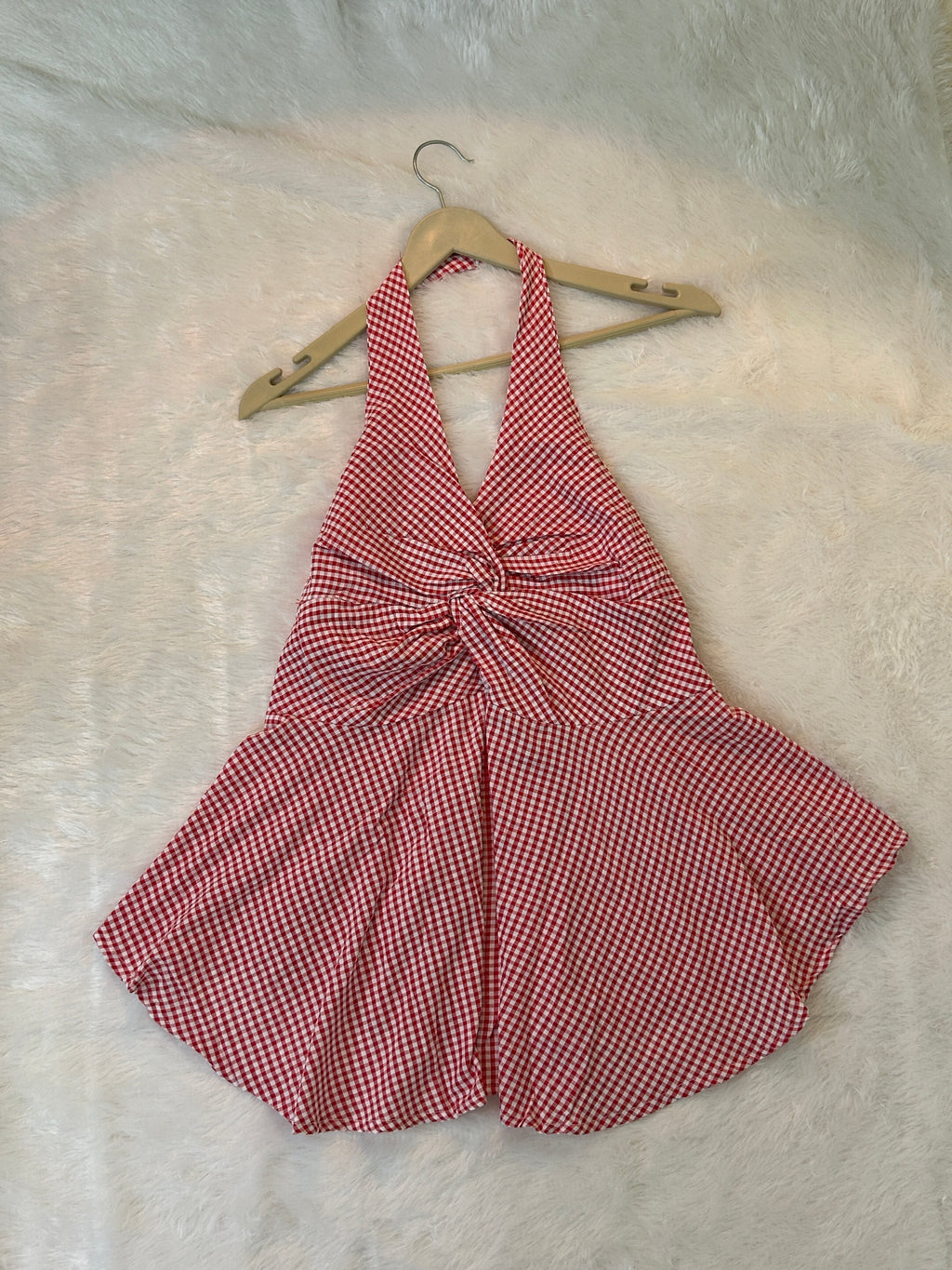 Micro-Gingham halter top