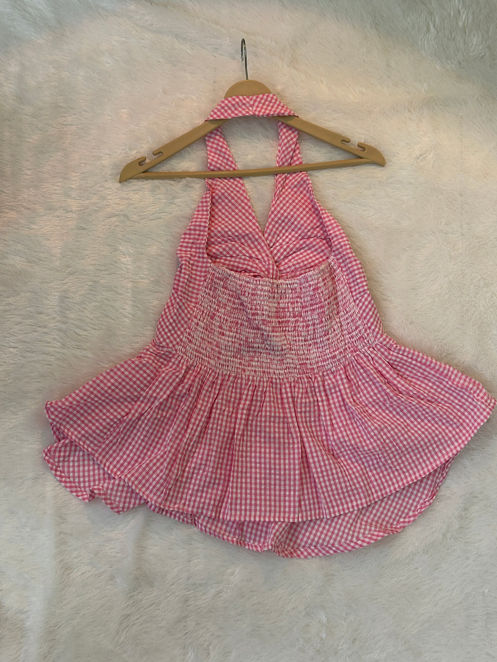 Micro-Gingham halter top