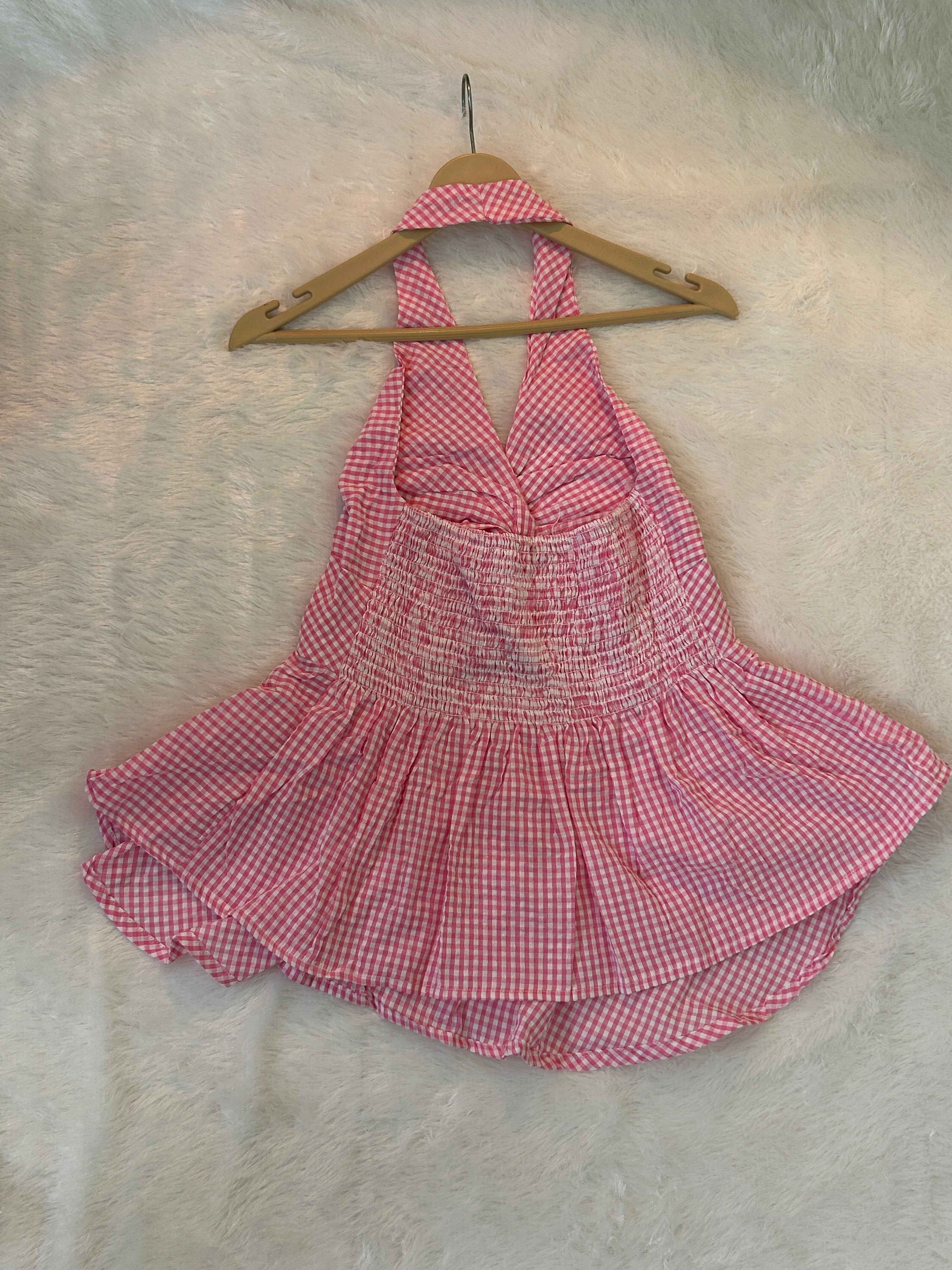 Micro-Gingham halter top