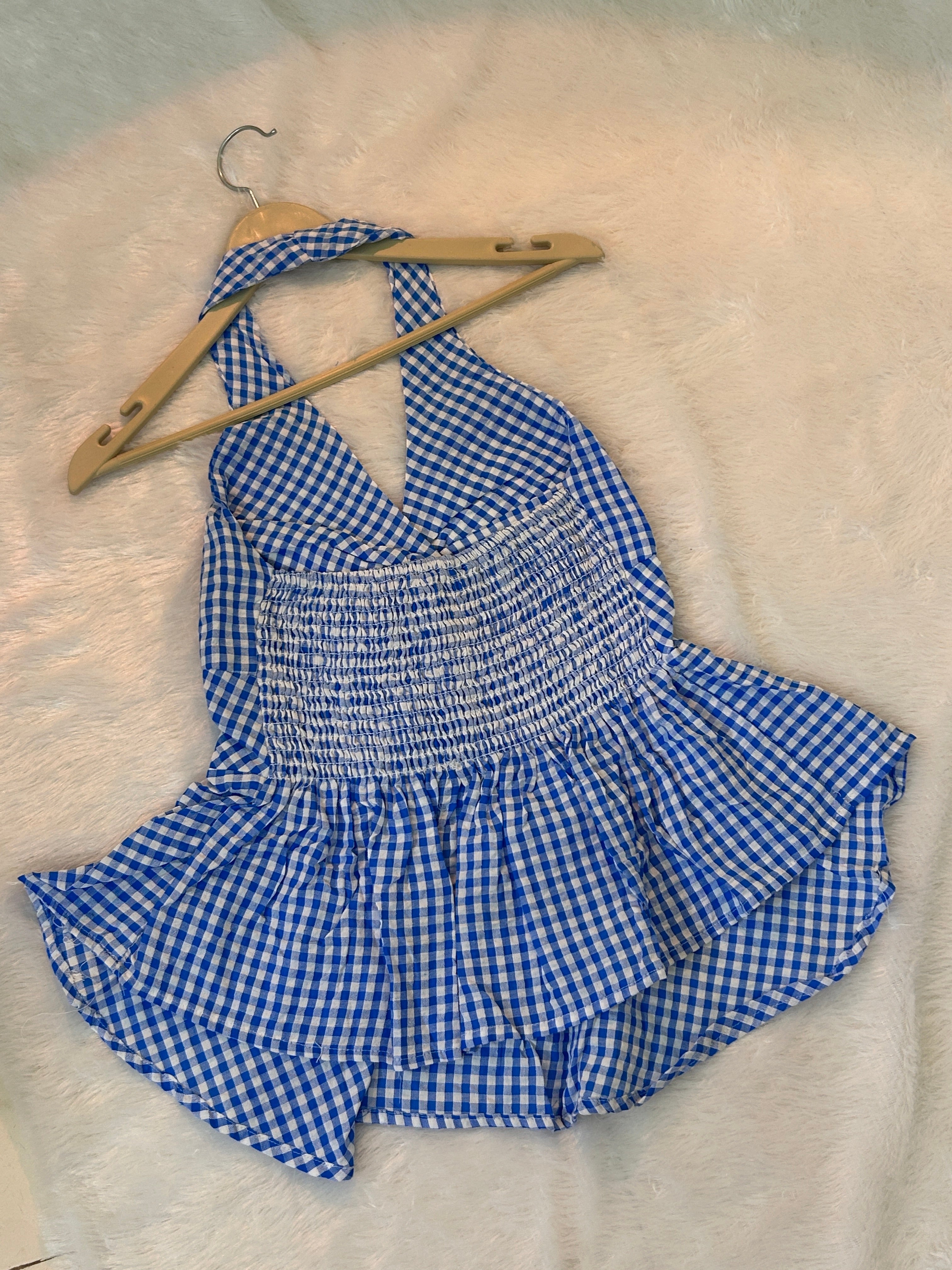 Micro-Gingham halter top