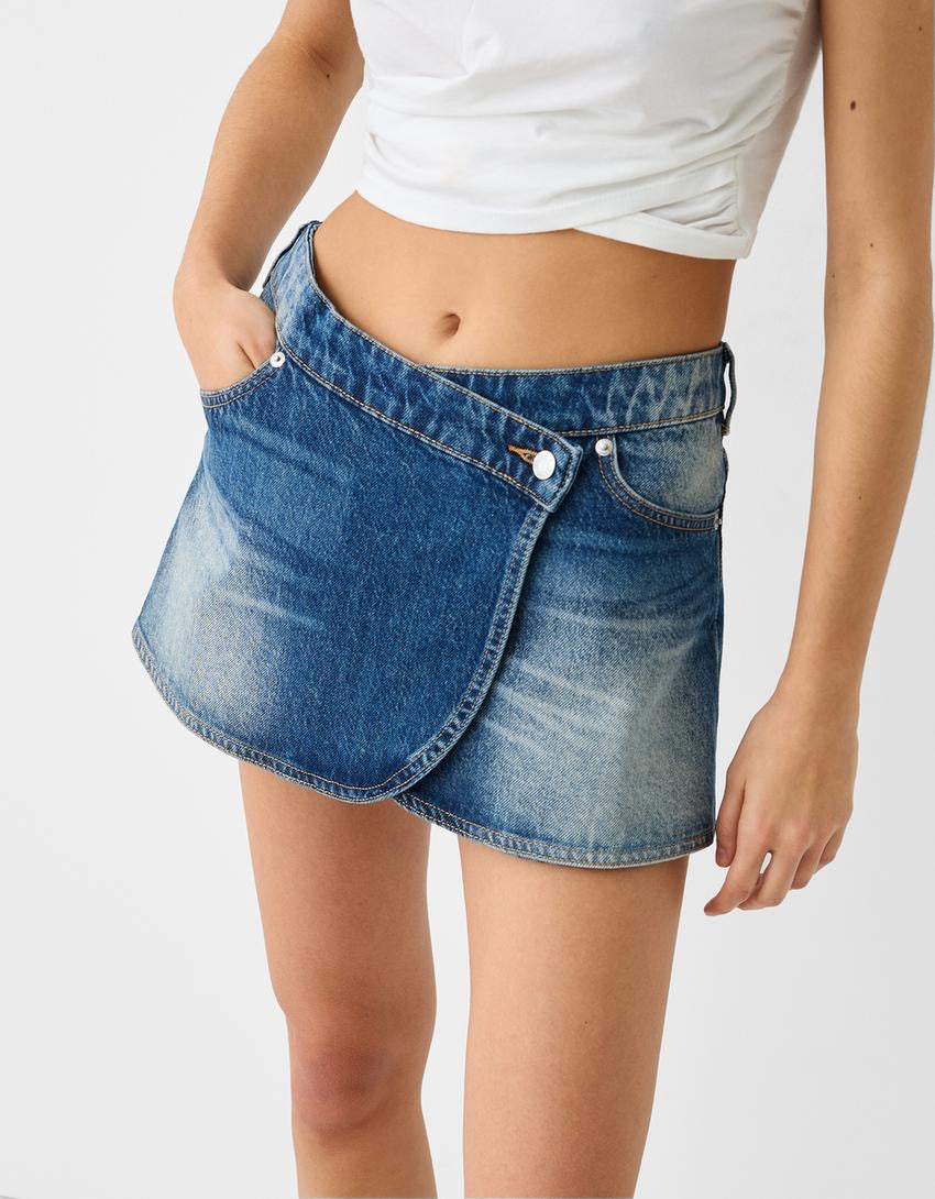 Asymmetrical Denim Skort