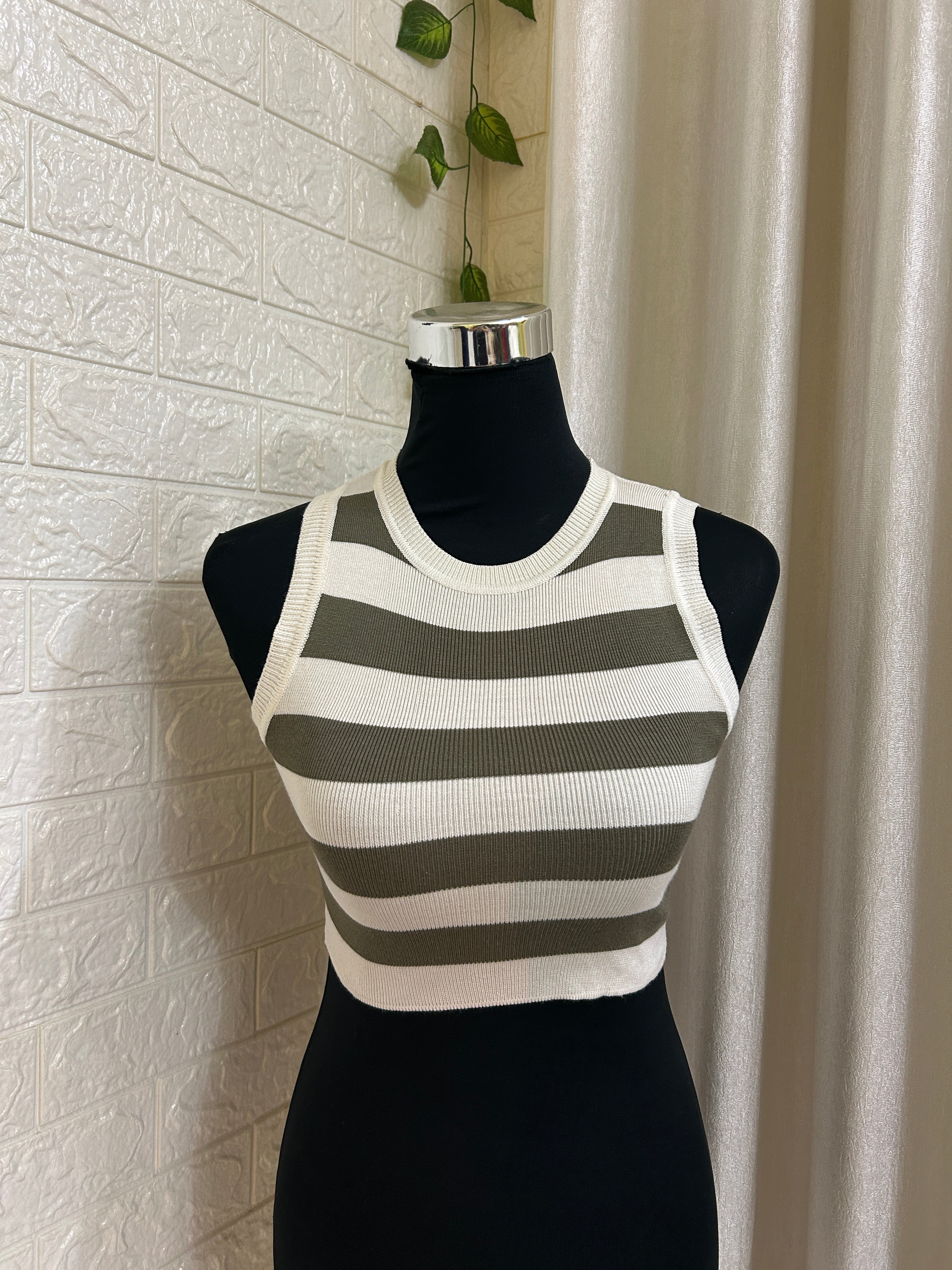 Ribbed Knit Racer-Crop Tanks