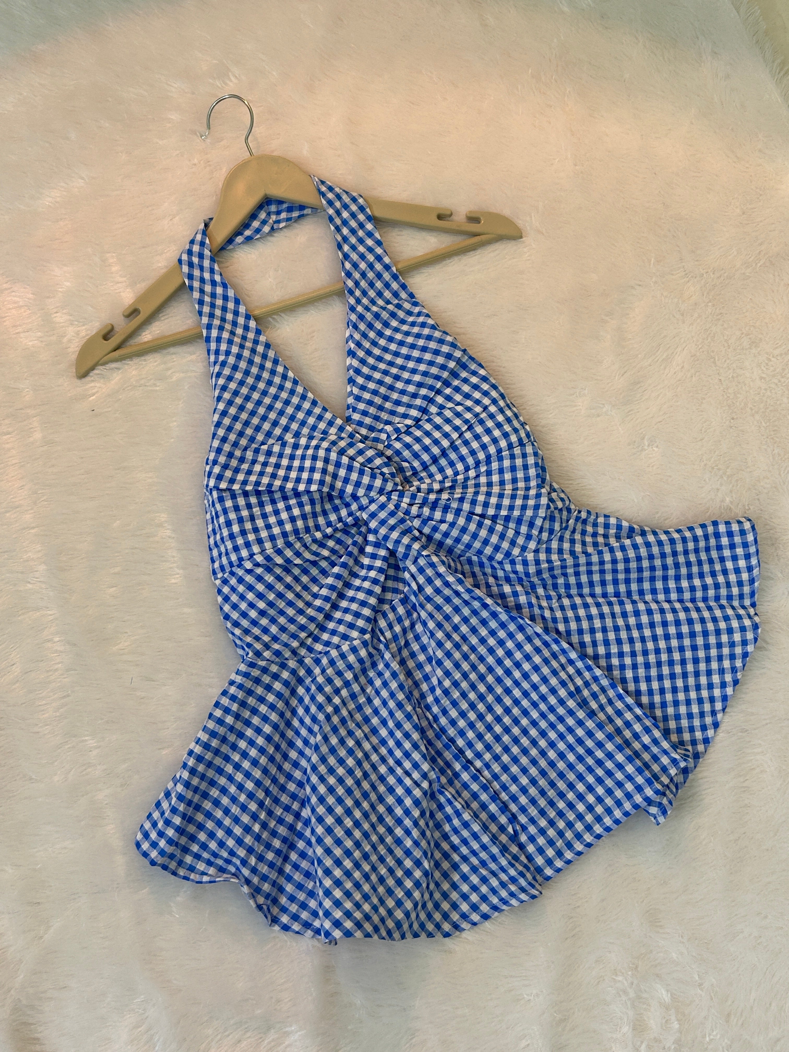 Micro-Gingham halter top