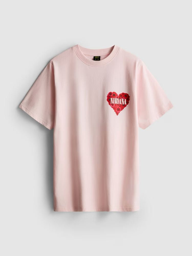 Nirvana Floral Heart Oversized Tee