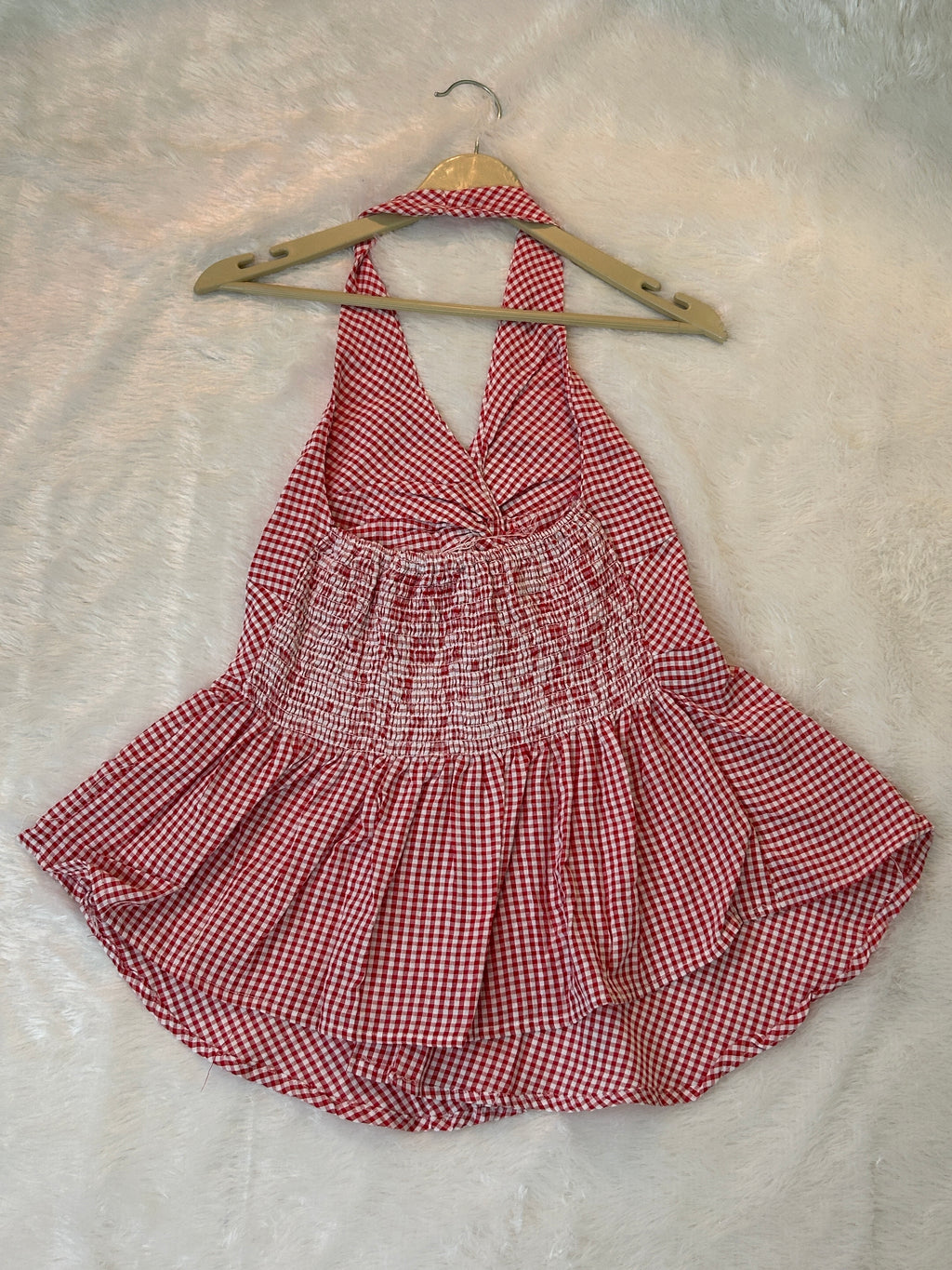 Micro-Gingham halter top