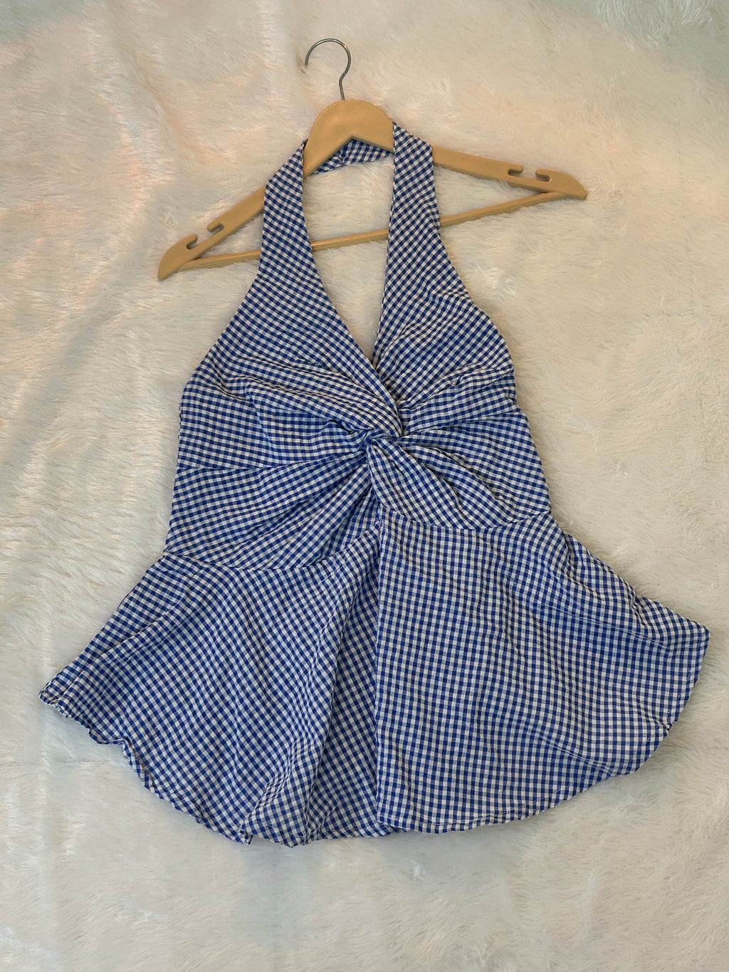 Micro-Gingham halter top