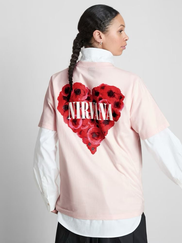 Nirvana Floral Heart Oversized Tee