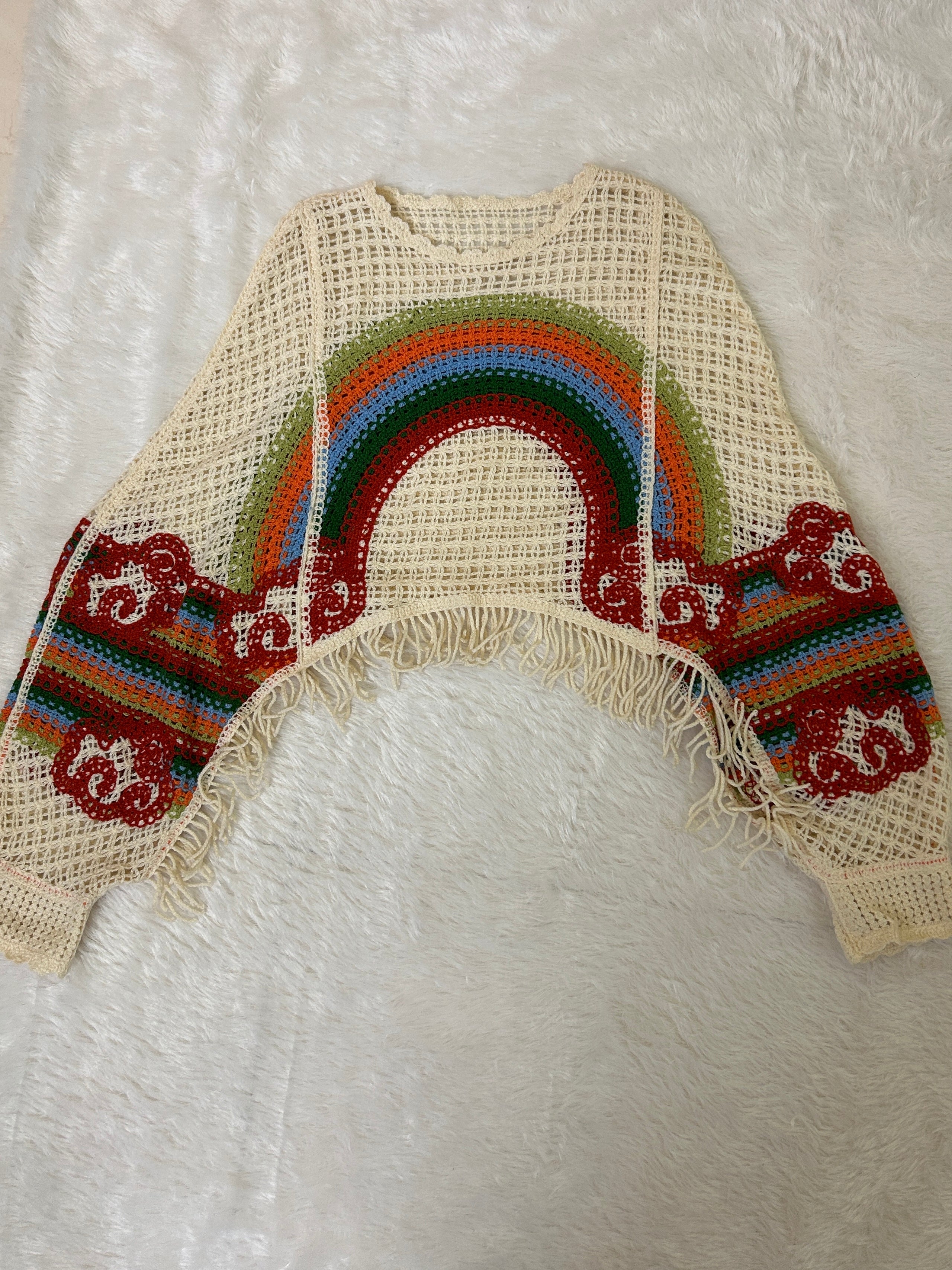 Boho-Chic Cropped Crochet Fringe Shrug