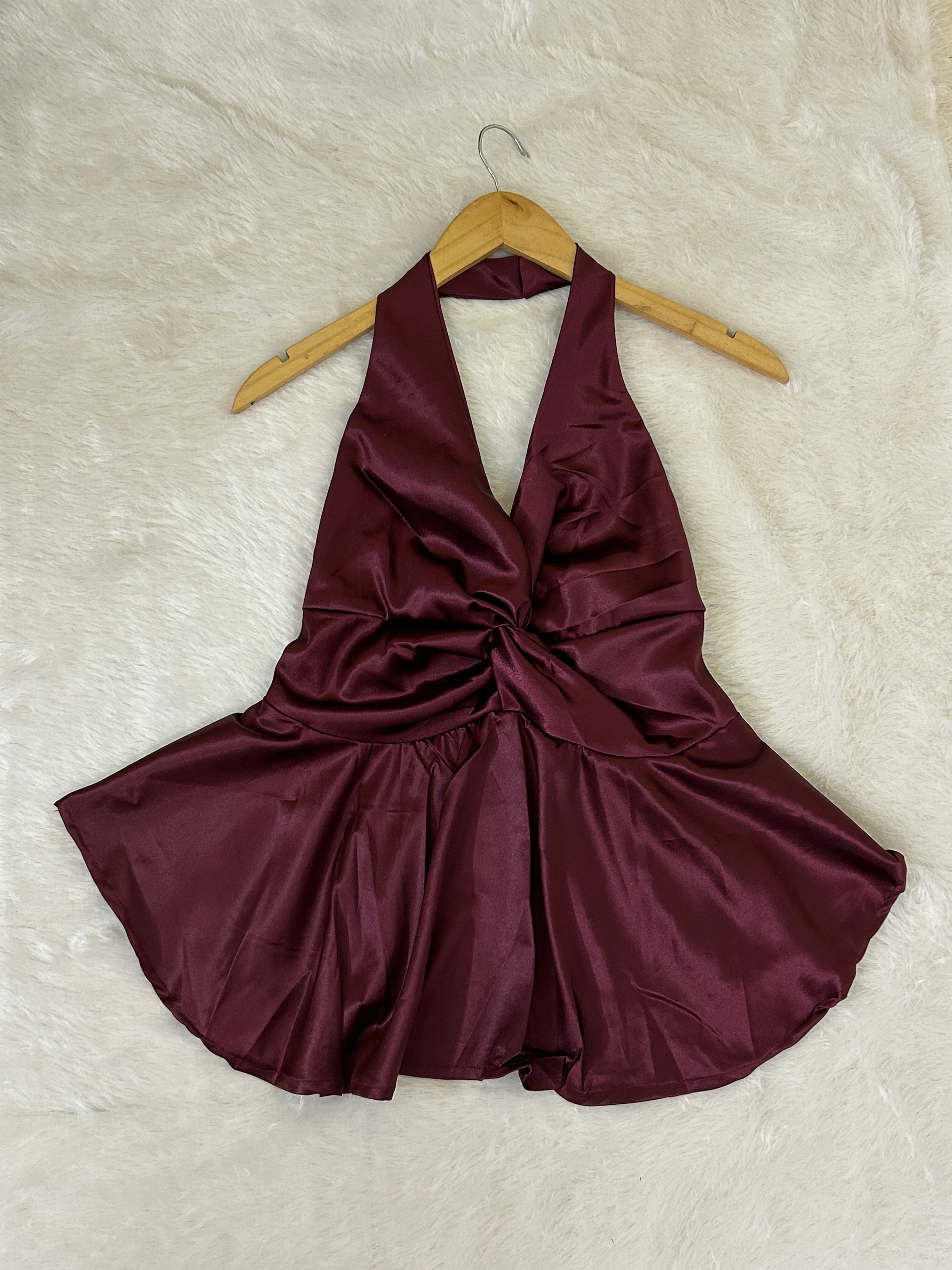 Satin Halter Peplum Top