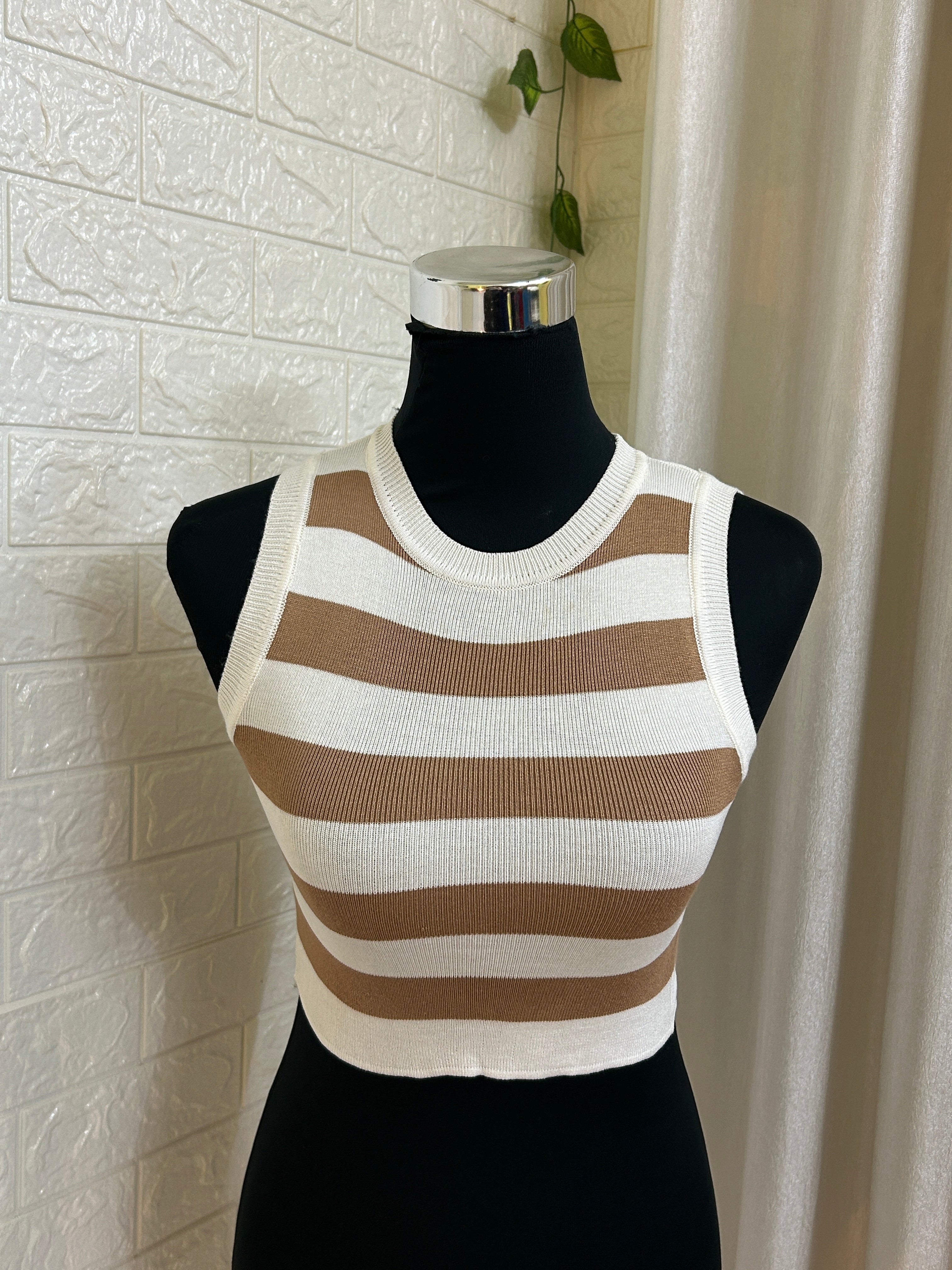 Ribbed Knit Racer-Crop Tanks