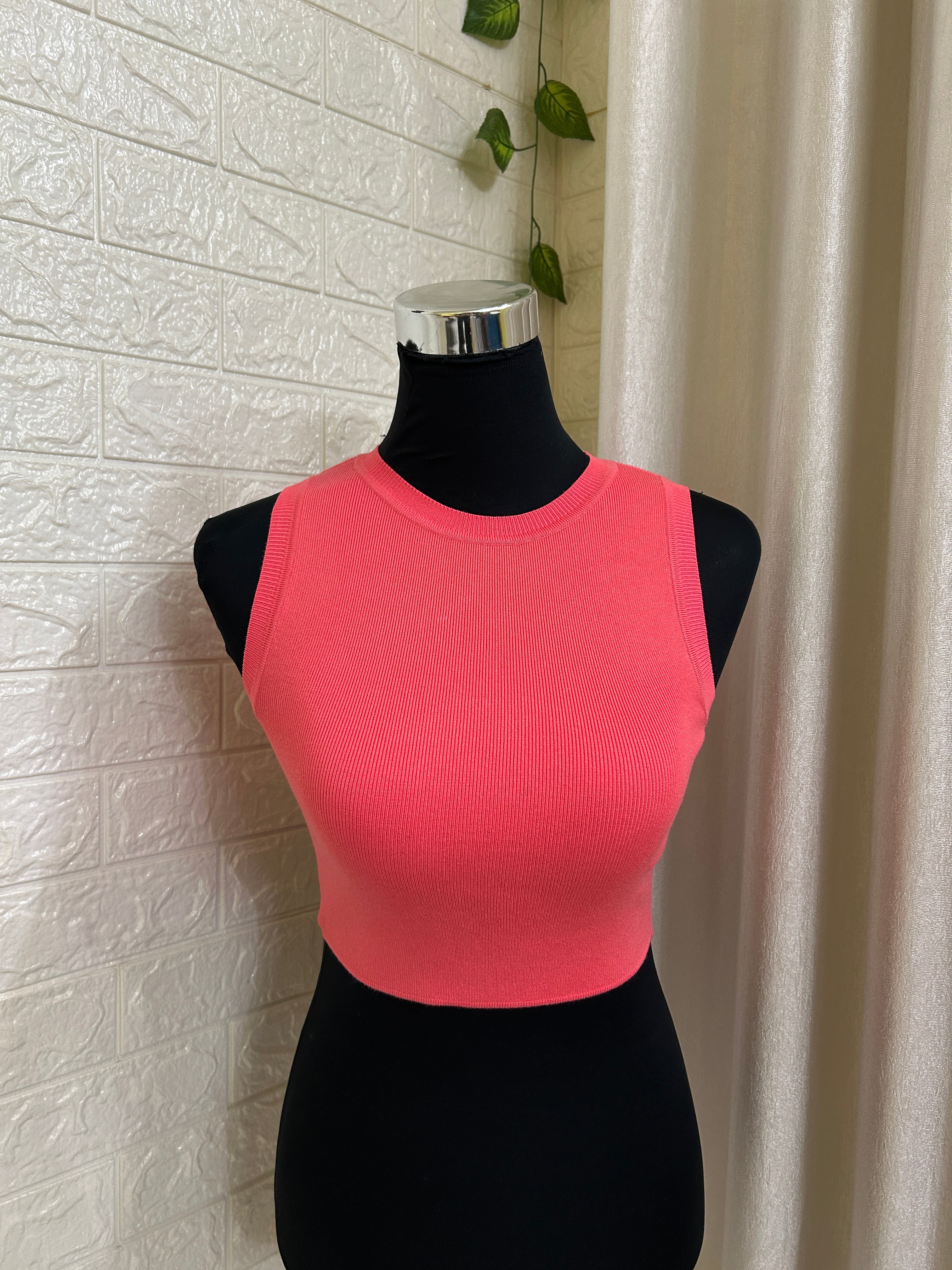 Ribbed Knit Racer-Crop Tanks