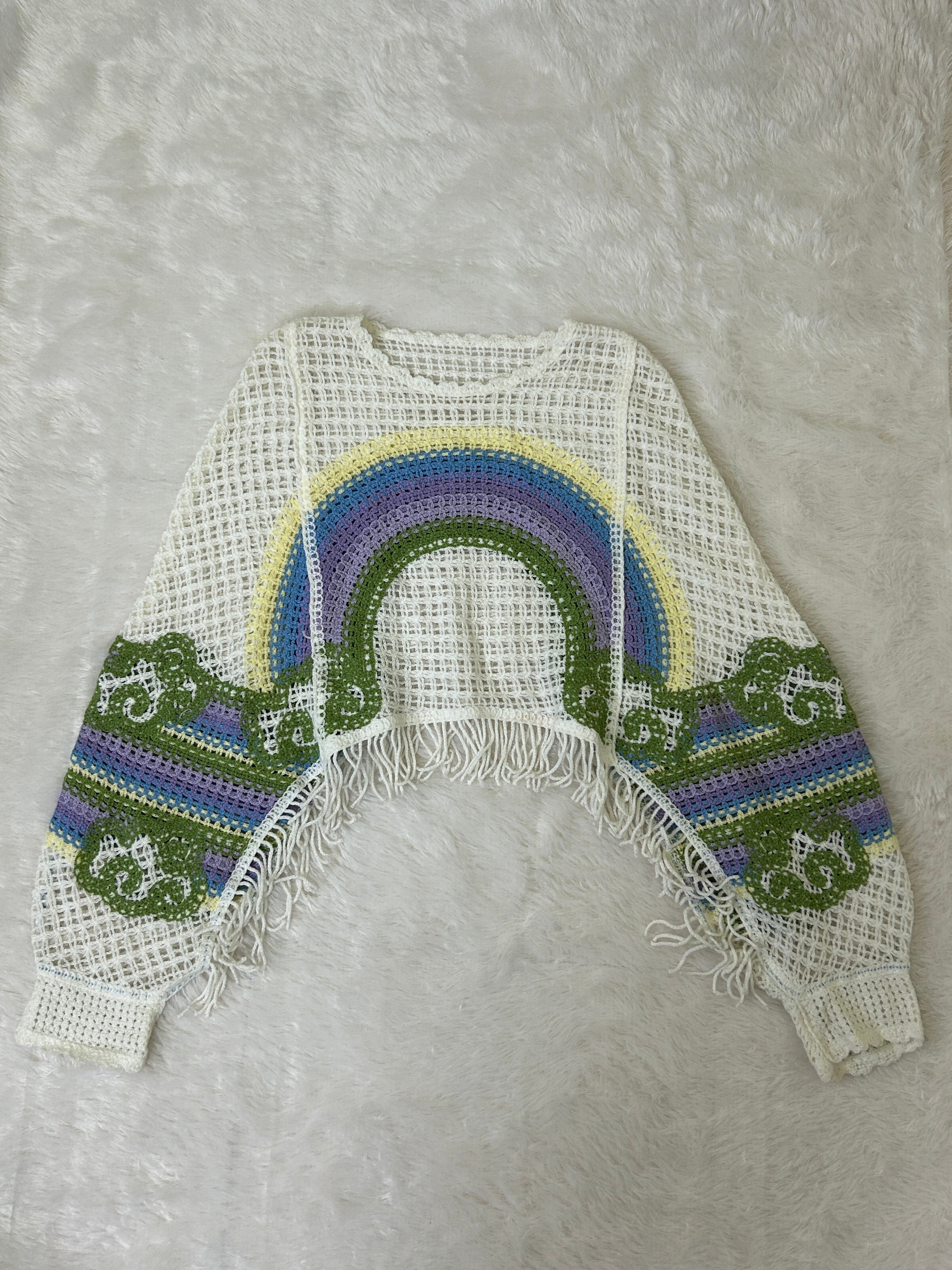 Boho-Chic Cropped Crochet Fringe Shrug