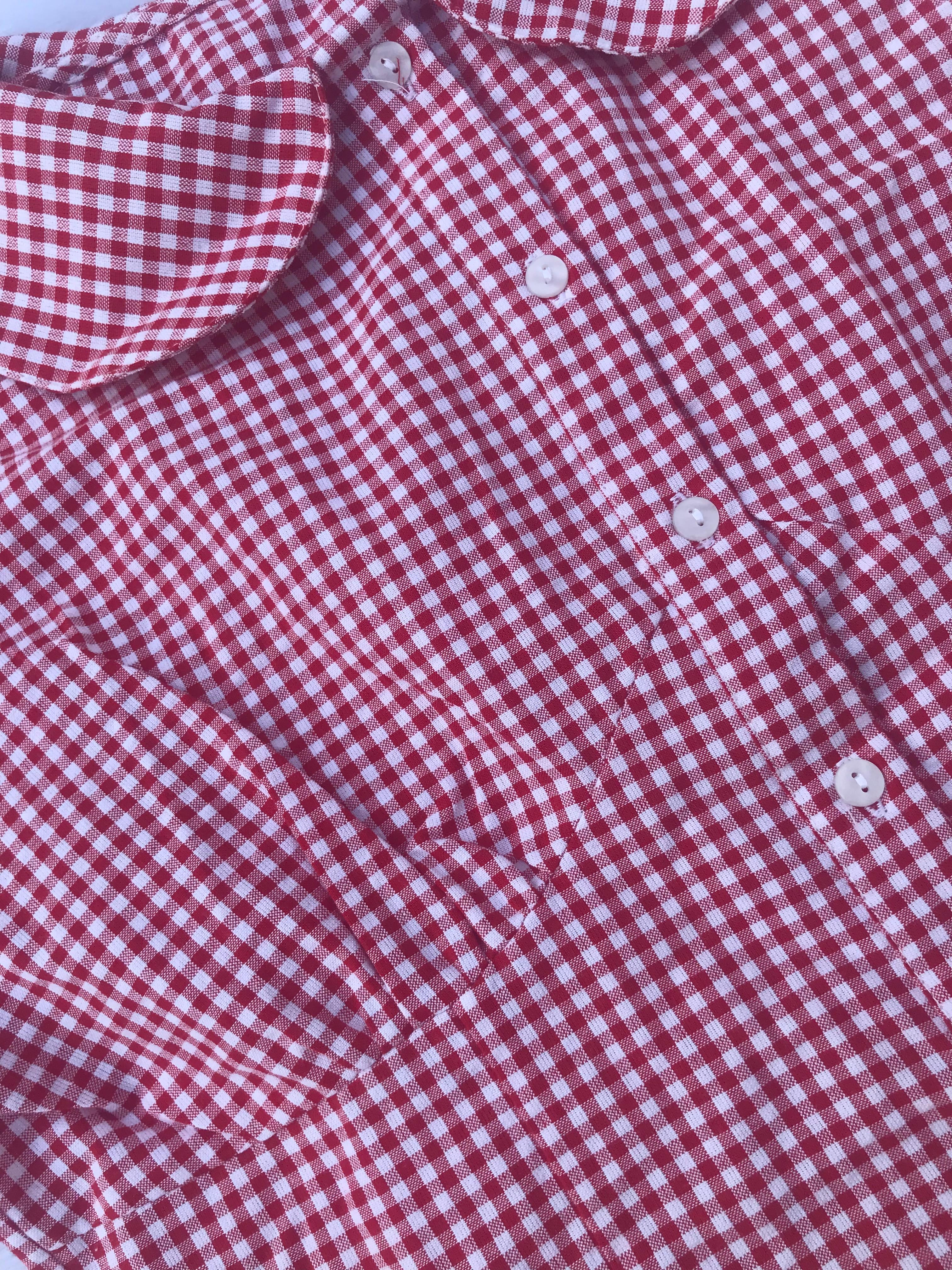 Gingham cotton puff sleeve top