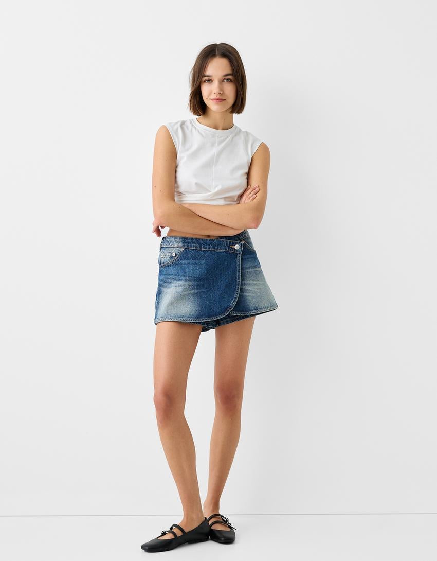 Asymmetrical Denim Skort