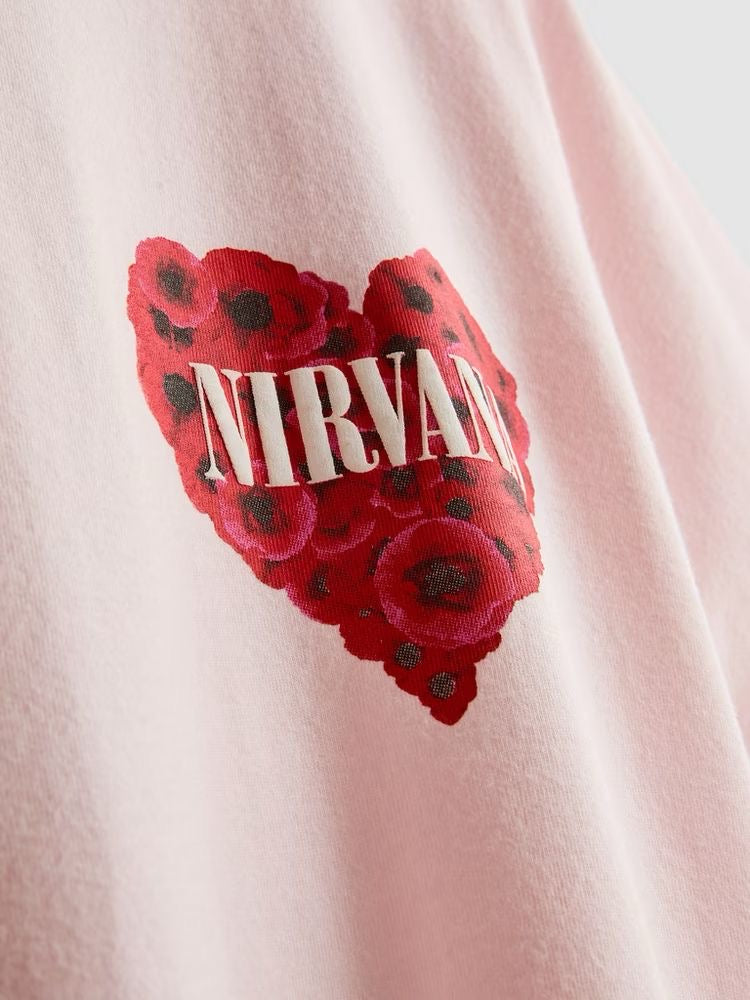Nirvana Floral Heart Oversized Tee