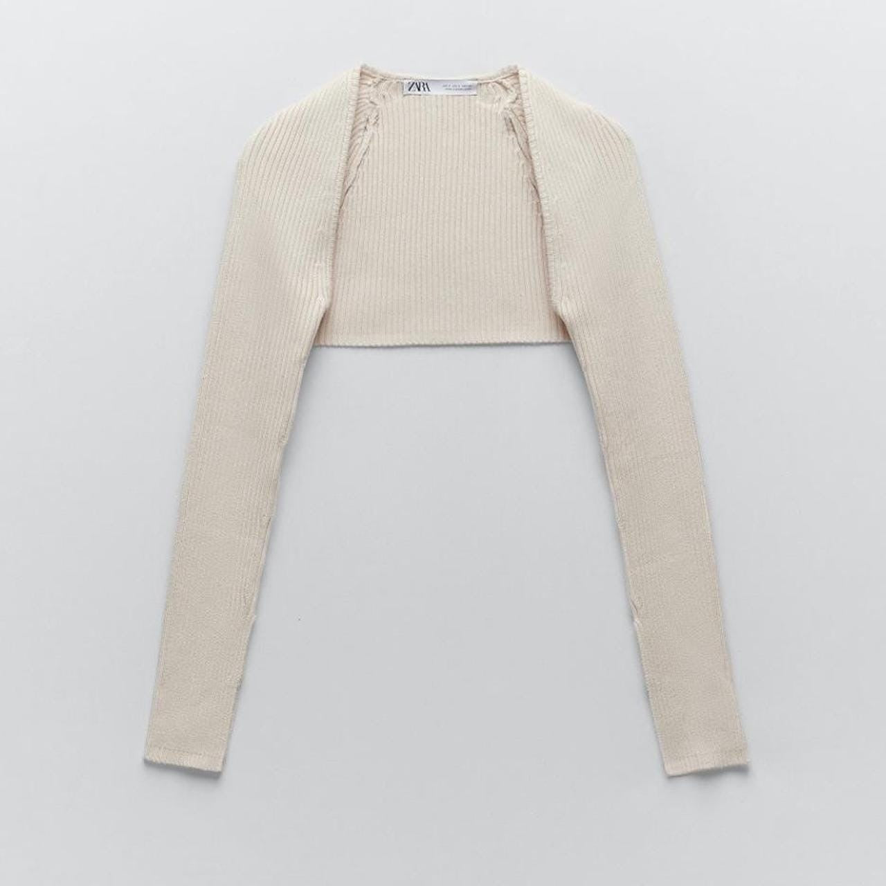 Ribbed Split-Cuff Bolero Shrug