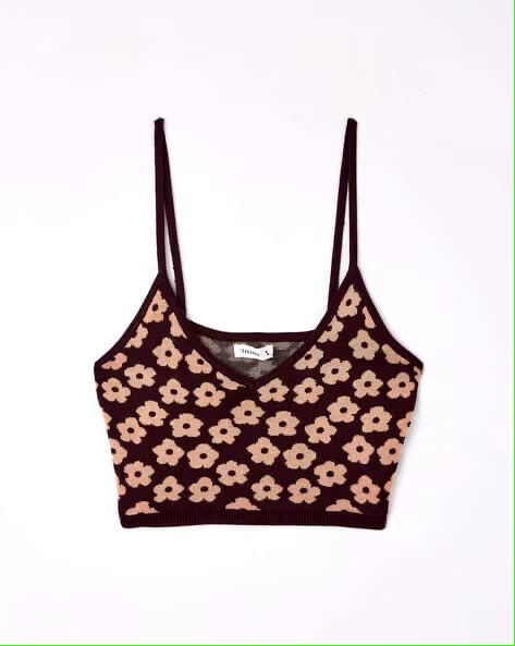 Floral knit Scoop neck Cami top