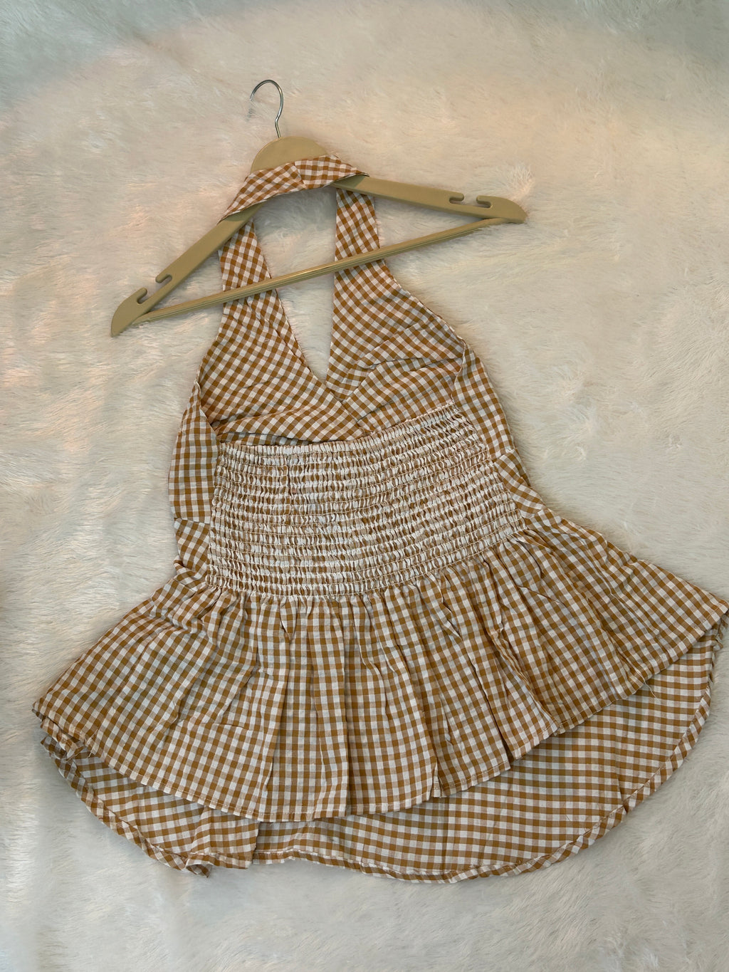 Micro-Gingham halter top