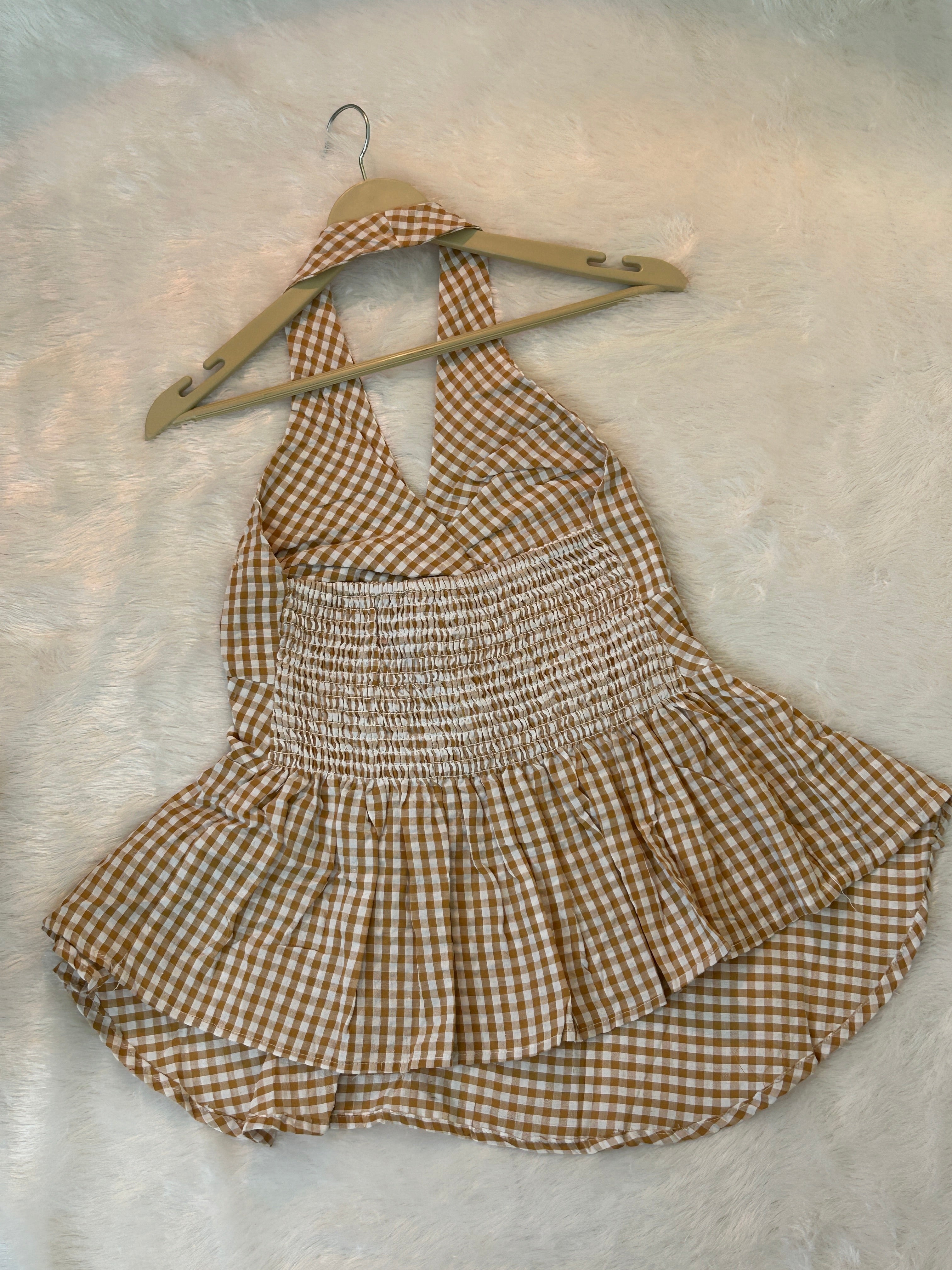 Micro-Gingham halter top