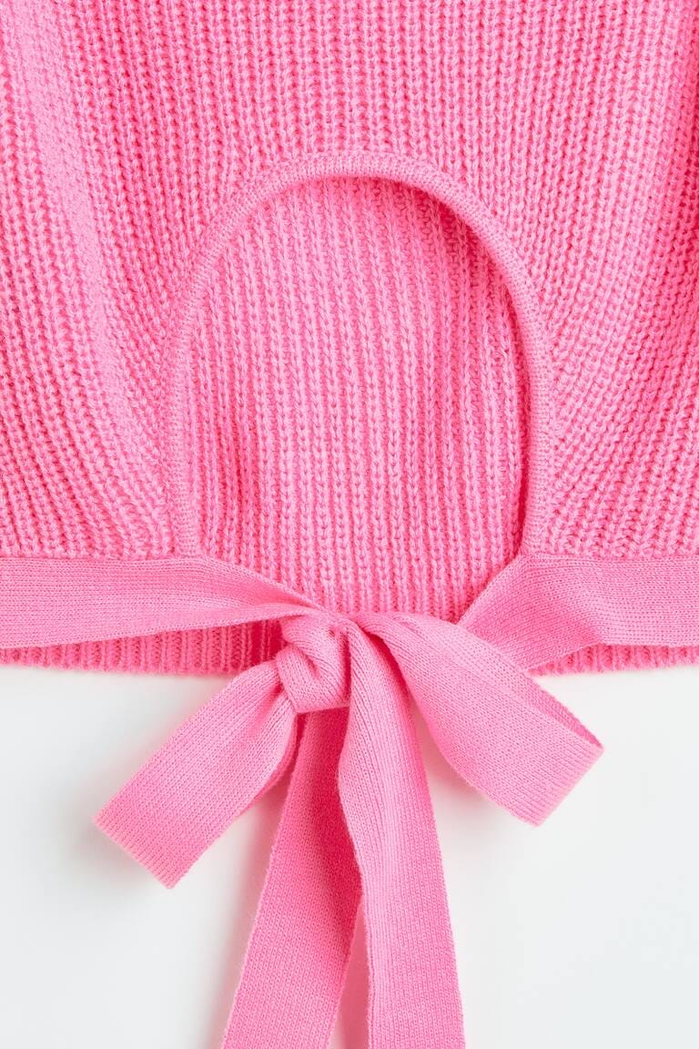 Barbiecore Ribbed Tie-Back Knit Vest