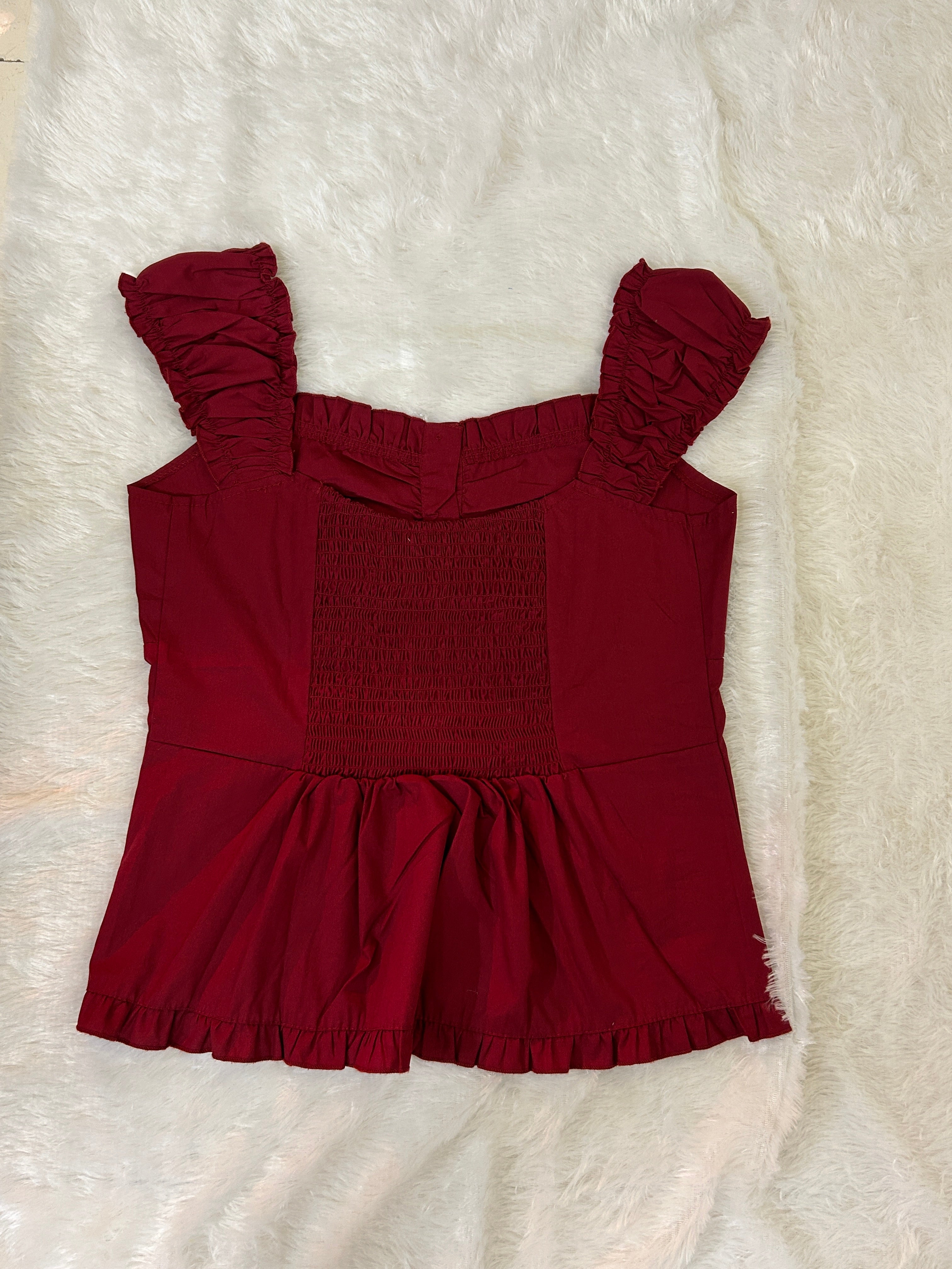 Romantic Ruffled Sweetheart Button-Down Blouse