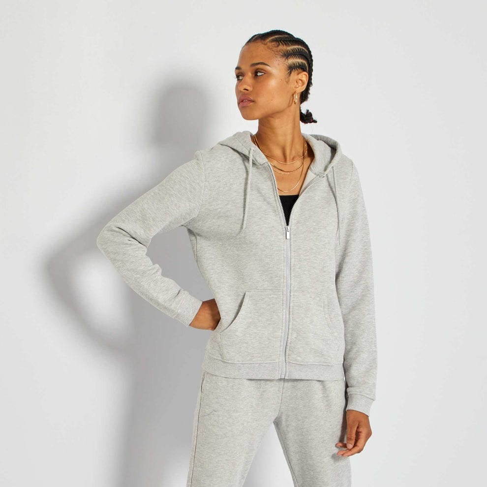 Heather grey zip up hoodie