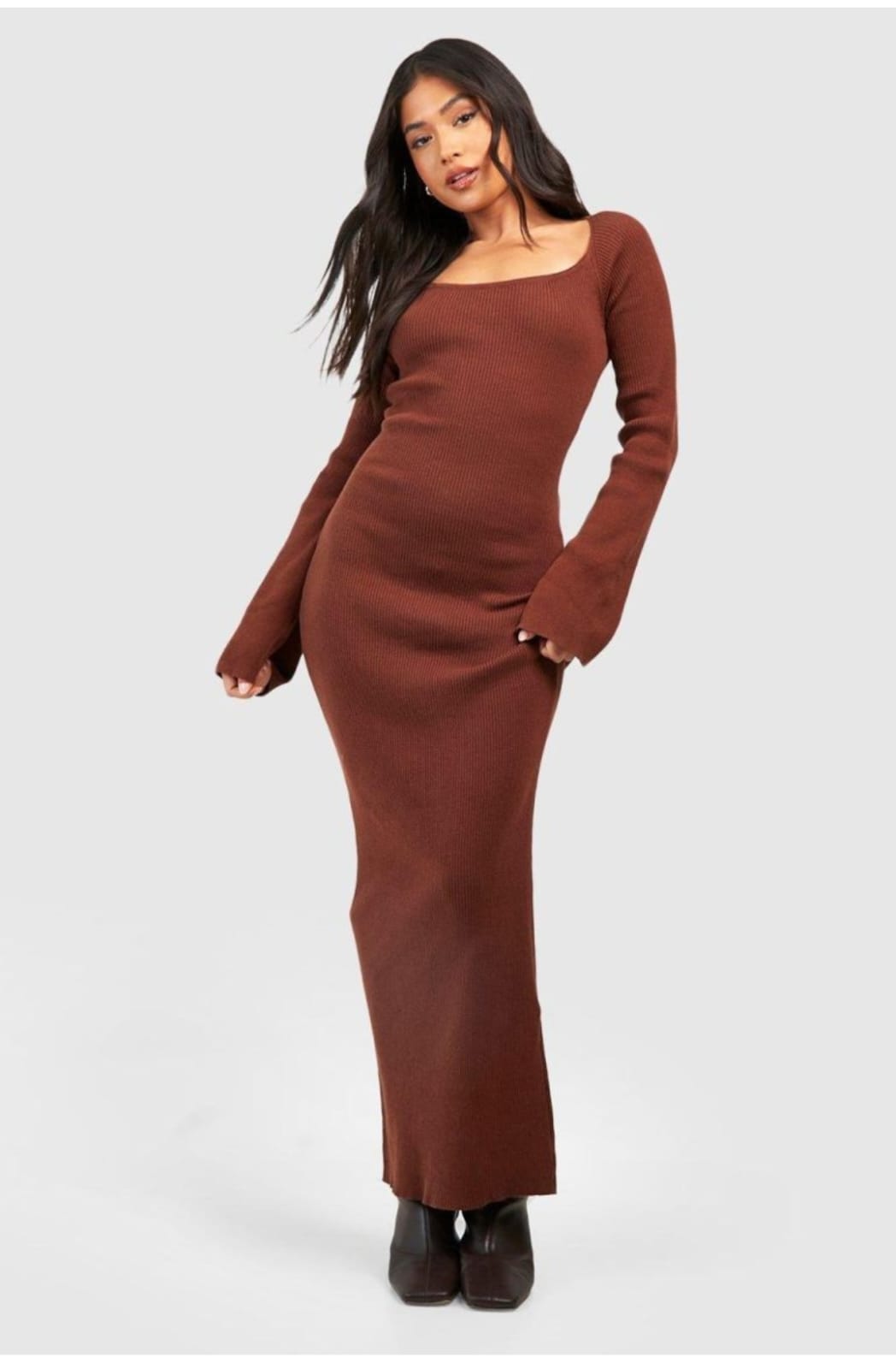Heavy-Knit Scoop Neck Maxi Dress
