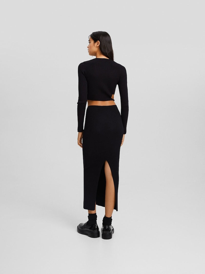 Hardware-Detail Ribbed Crop top