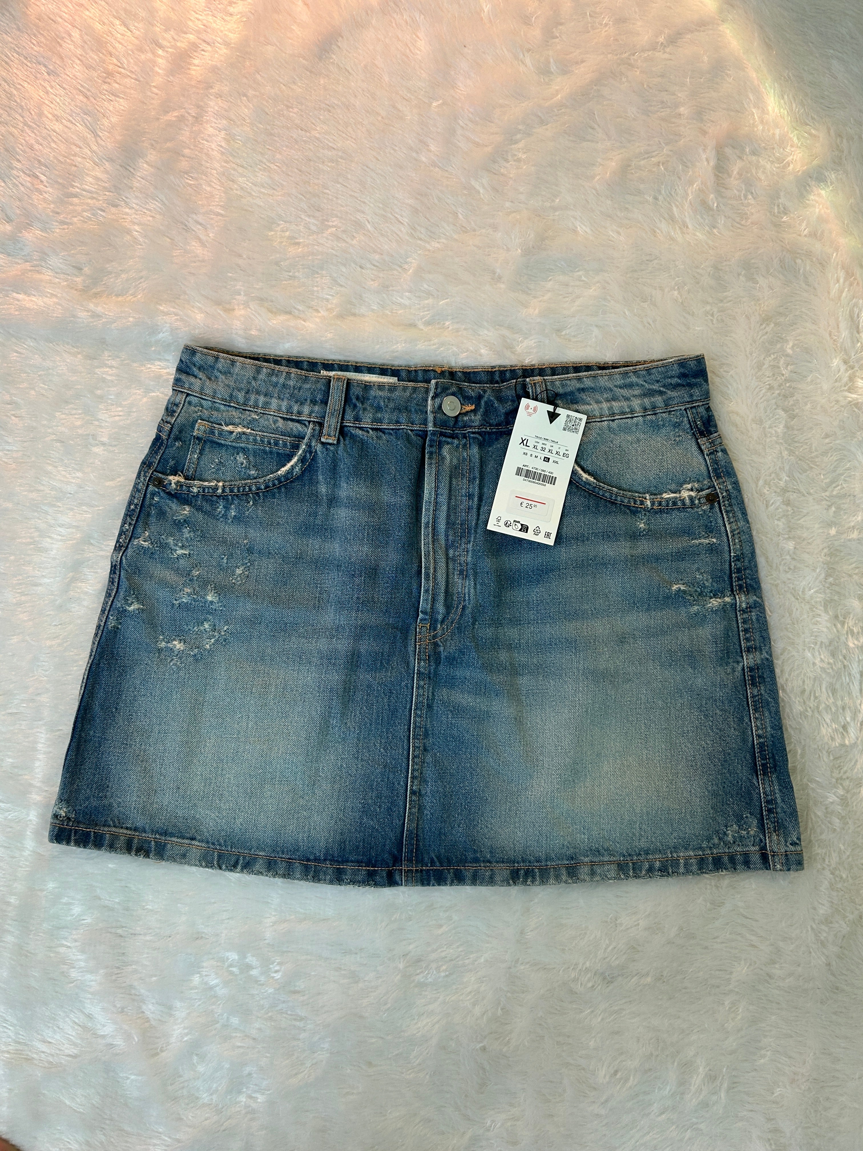 Distressed Denim Mini Skirt