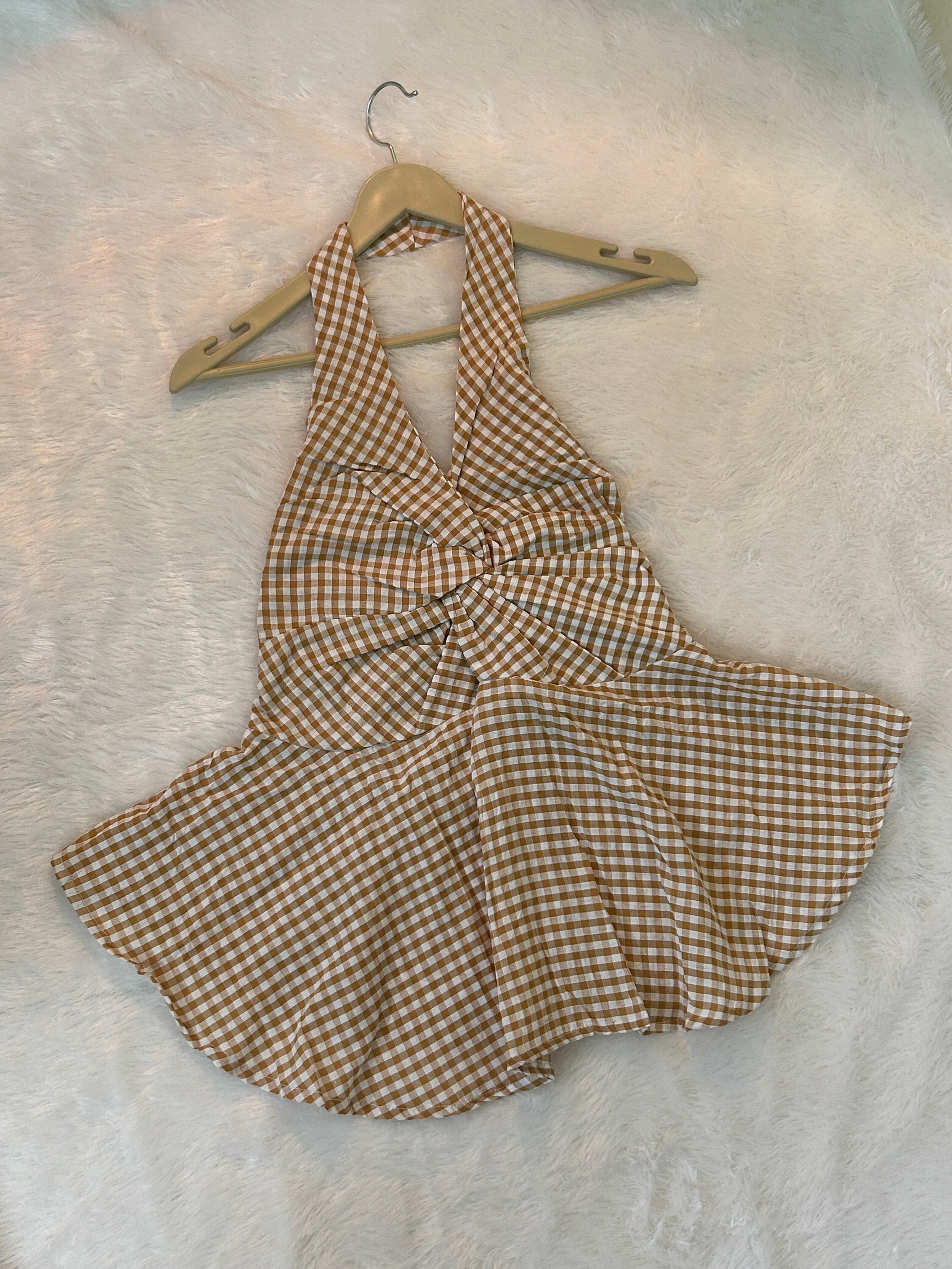 Micro-Gingham halter top