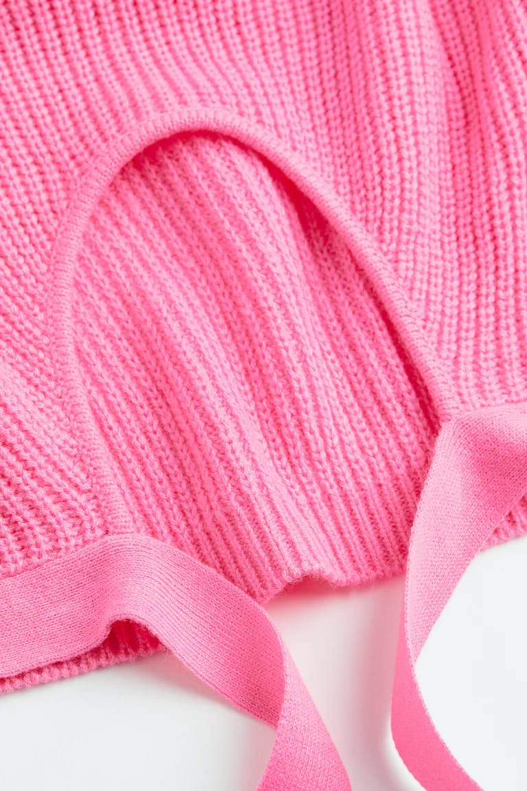 Barbiecore Ribbed Tie-Back Knit Vest