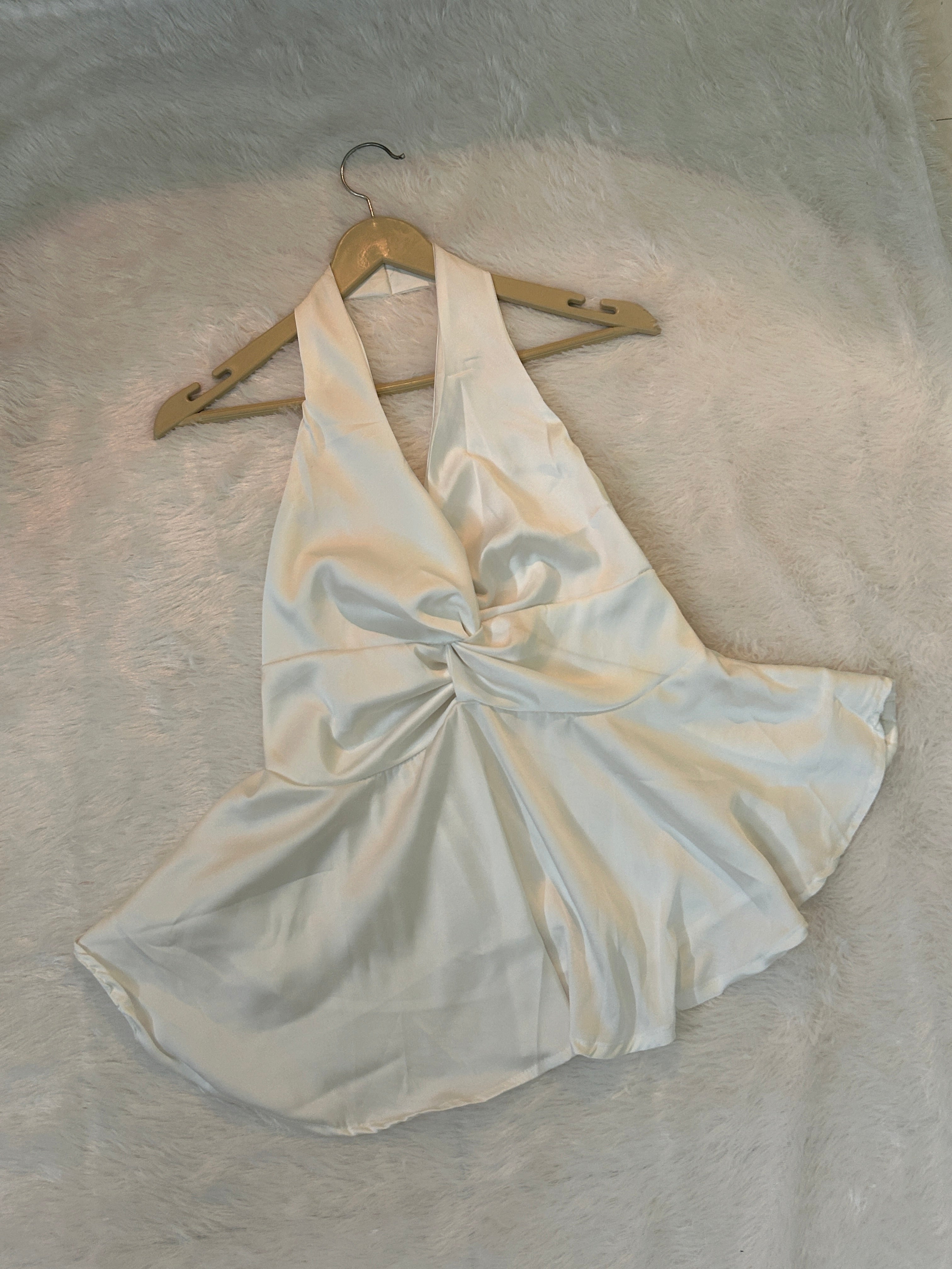 Satin Halter Peplum Top