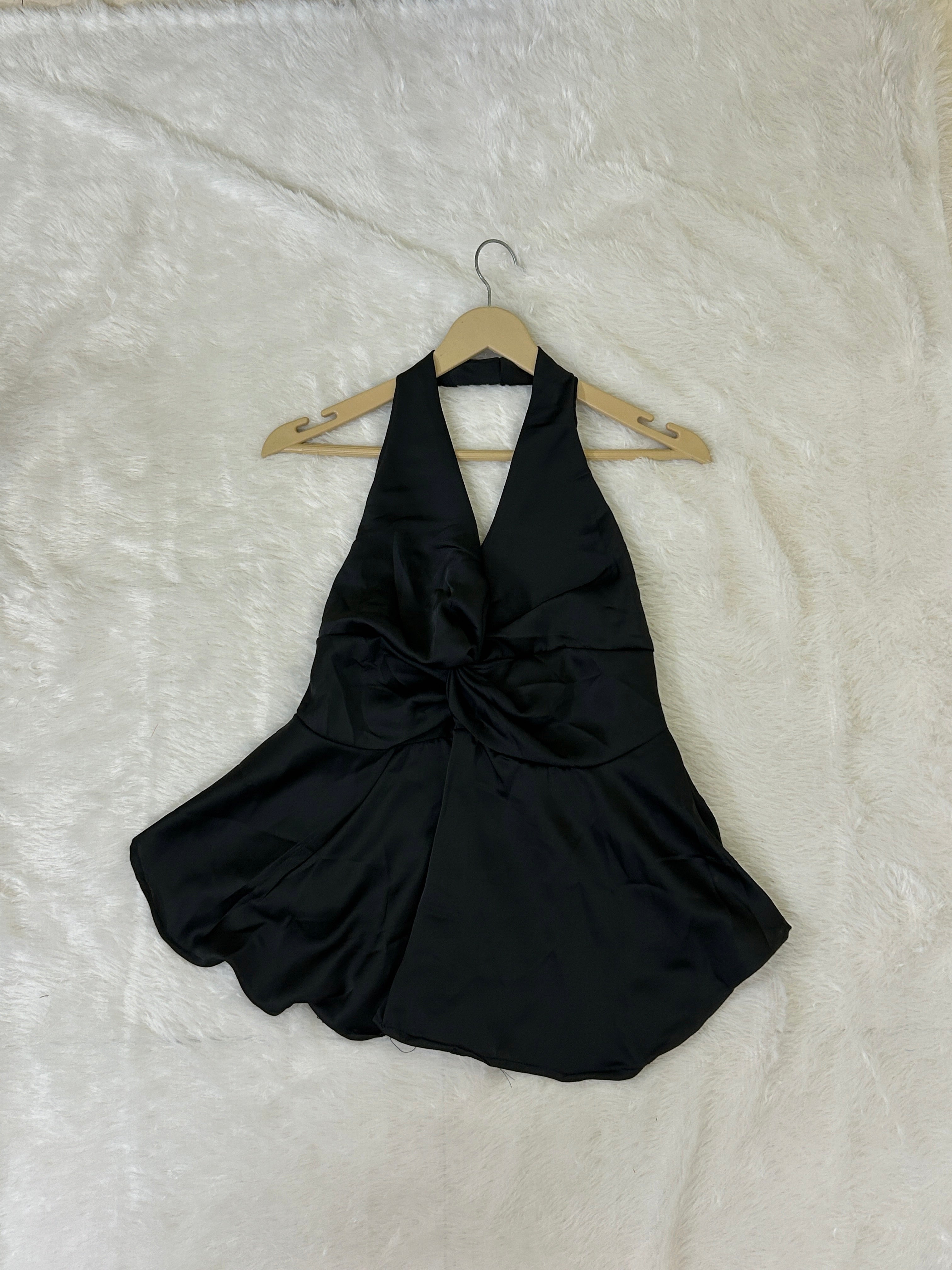 Satin Halter Peplum Top