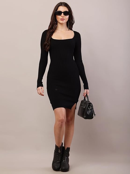 Ribbed Scoop-Neck Midi