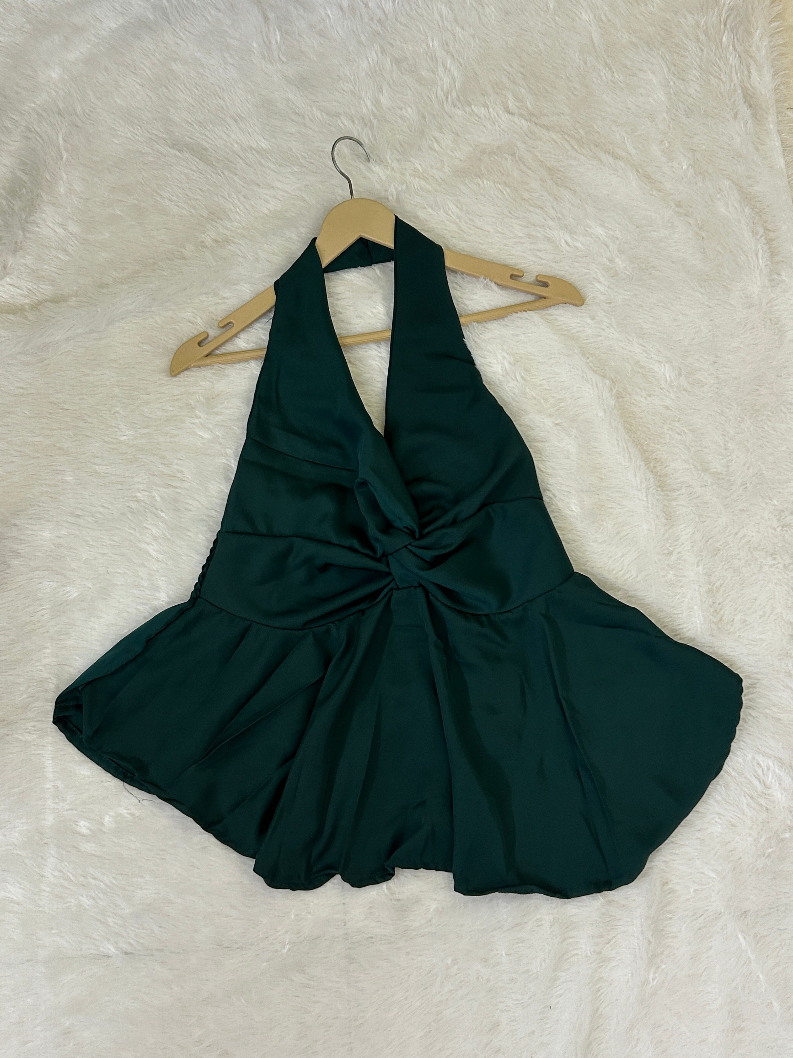 Satin Halter Peplum Top