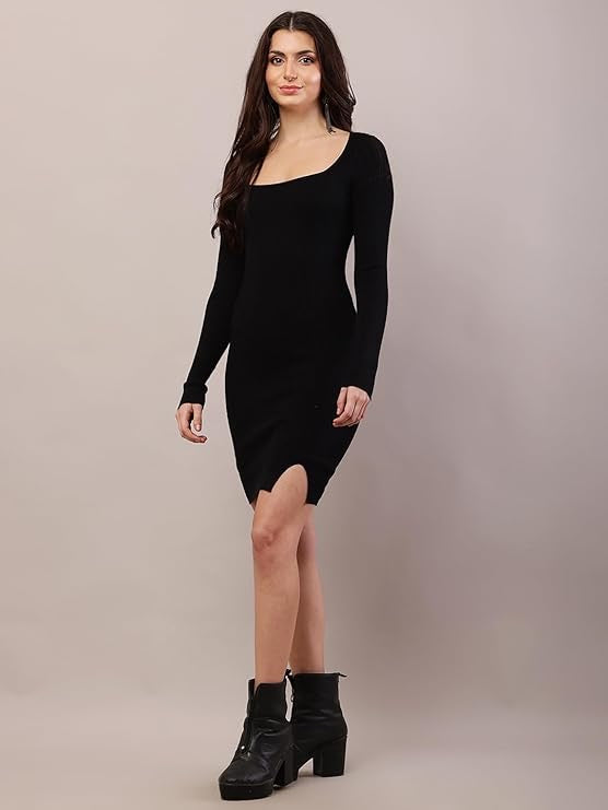Ribbed Scoop-Neck Midi