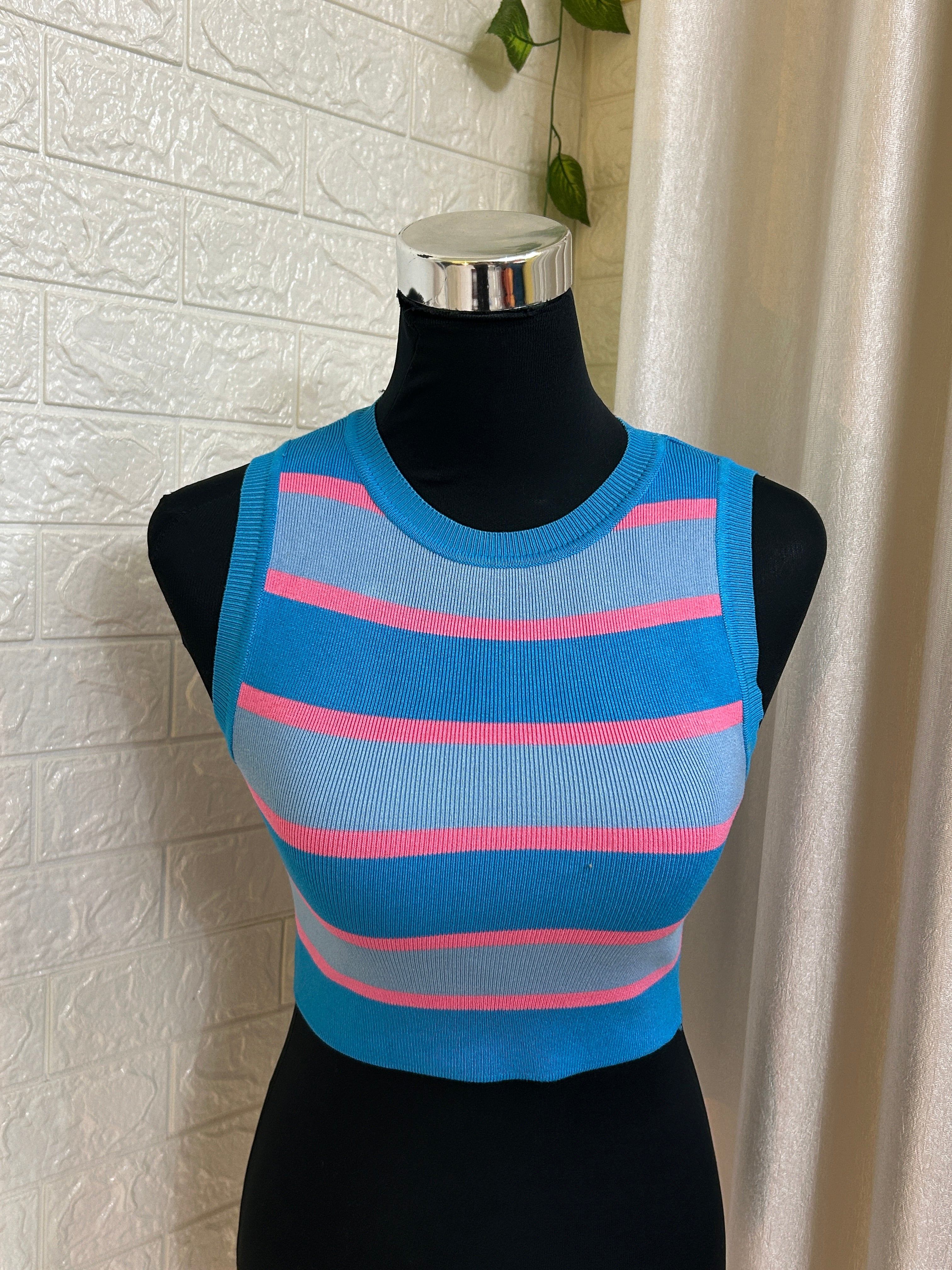 Ribbed Knit Racer-Crop Tanks