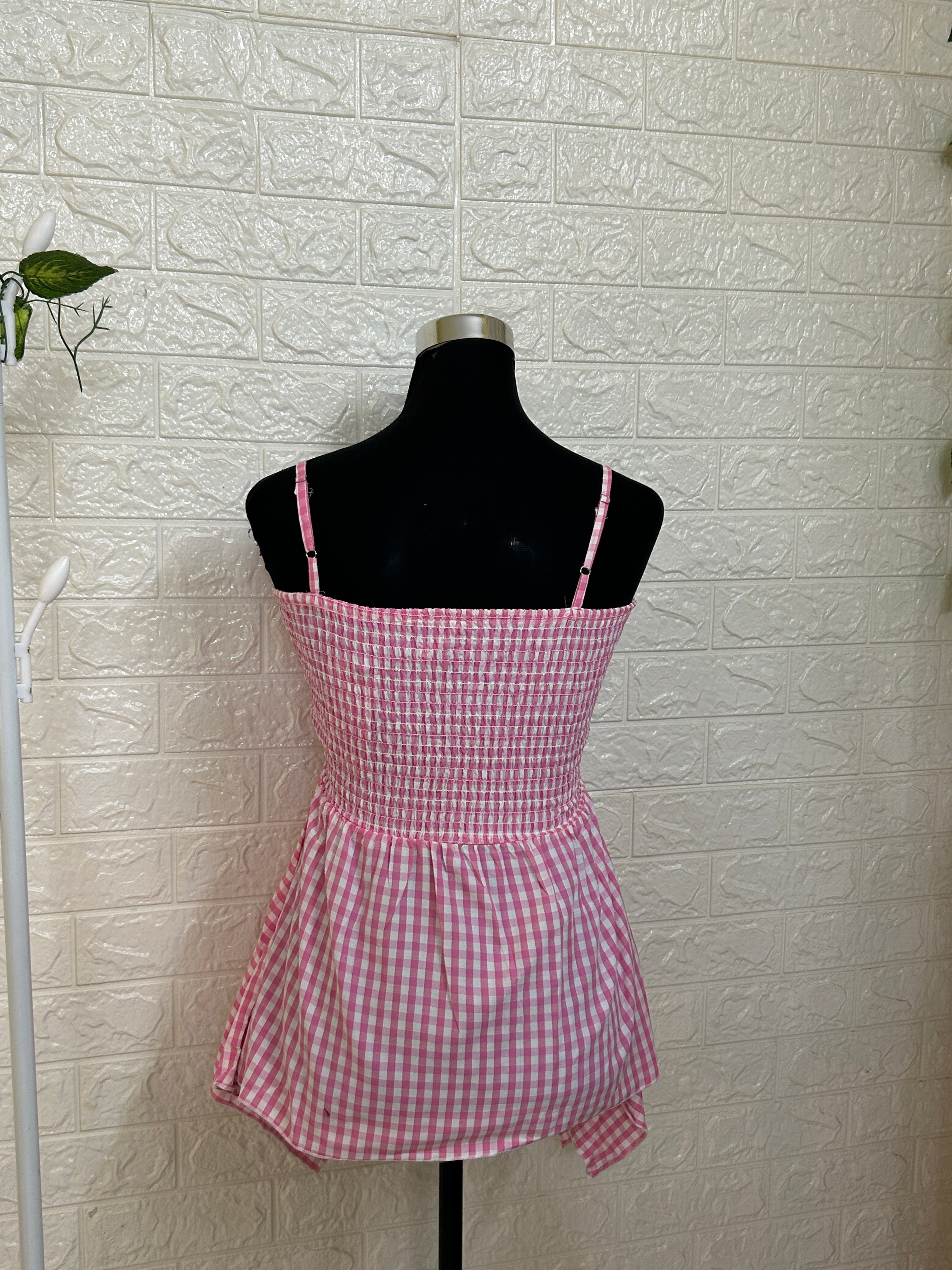 Gingham peplum top
