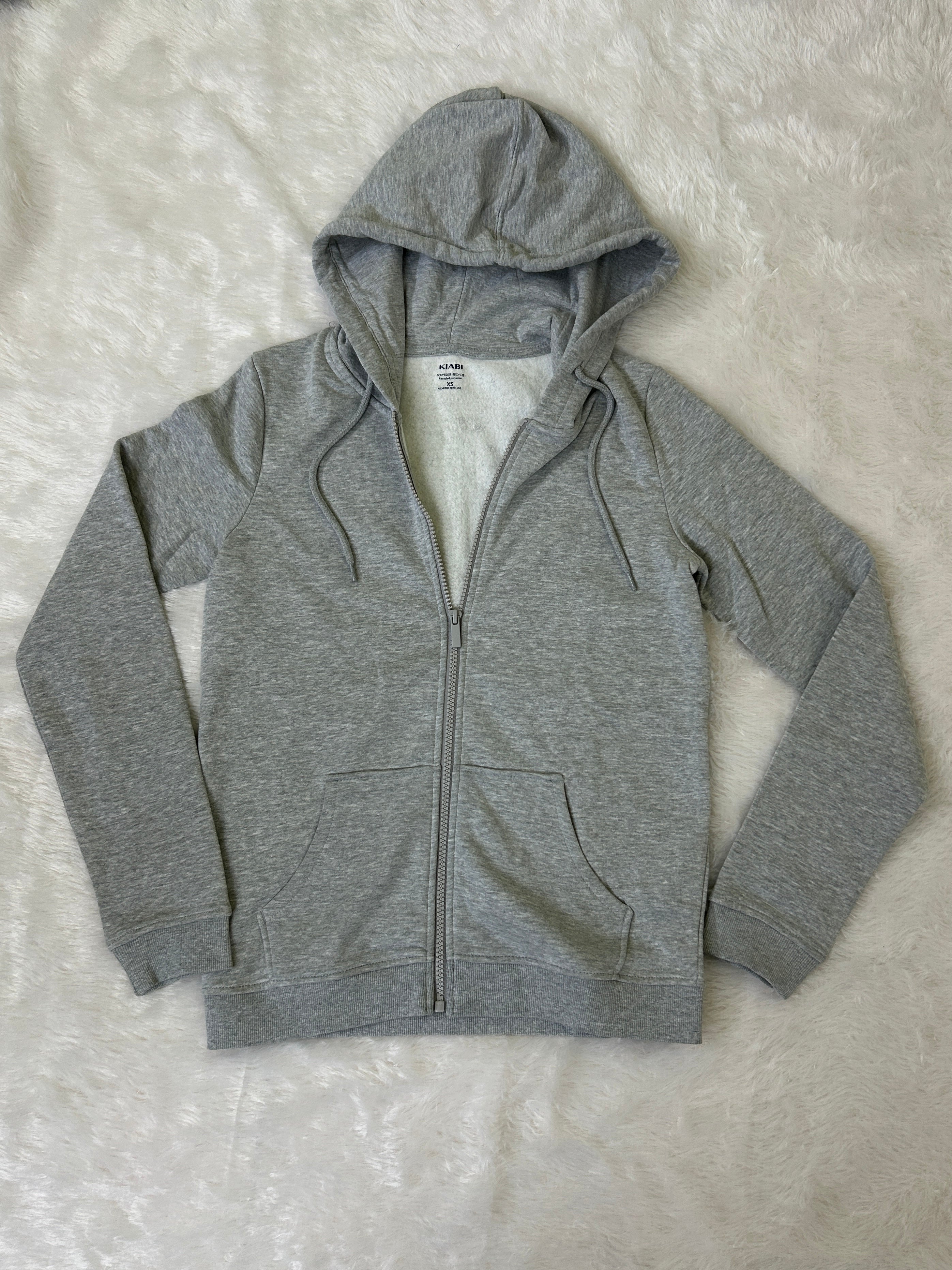 Heather grey zip up hoodie