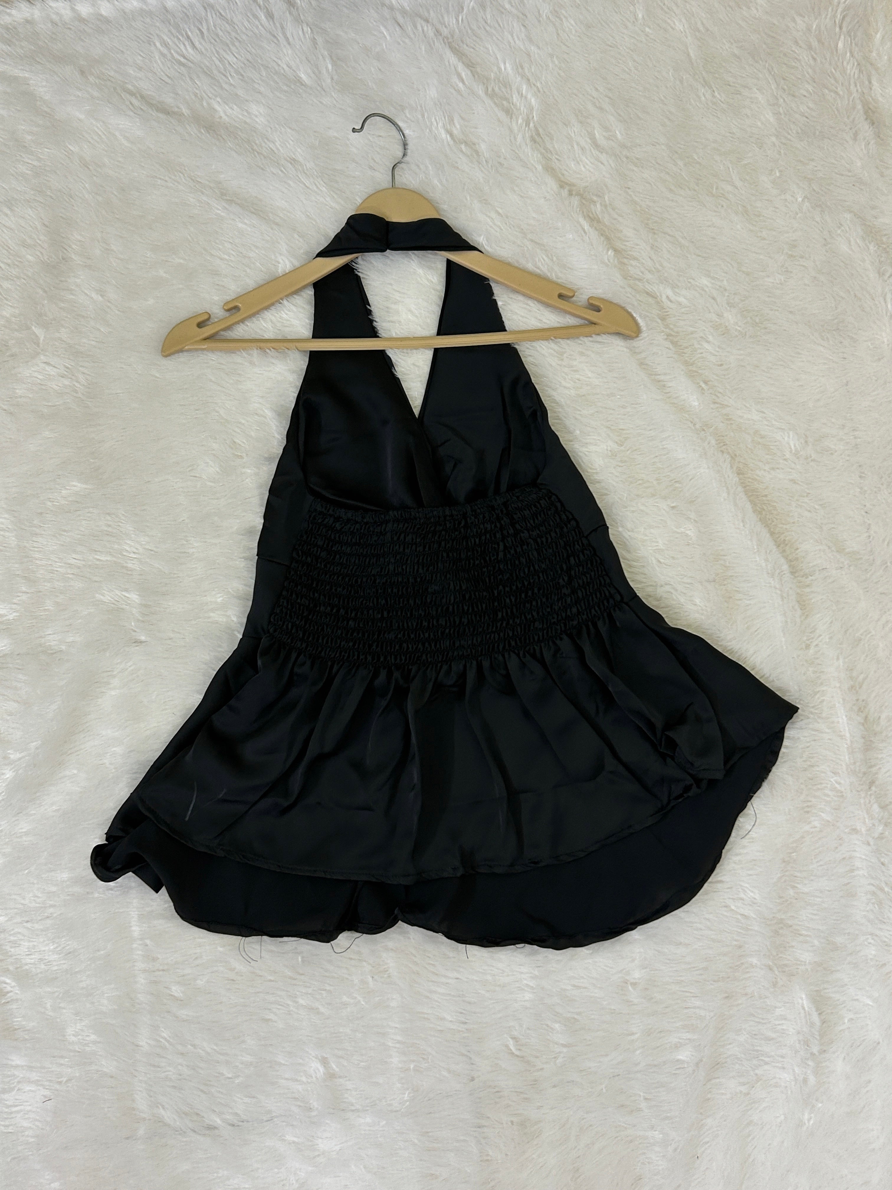 Satin Halter Peplum Top