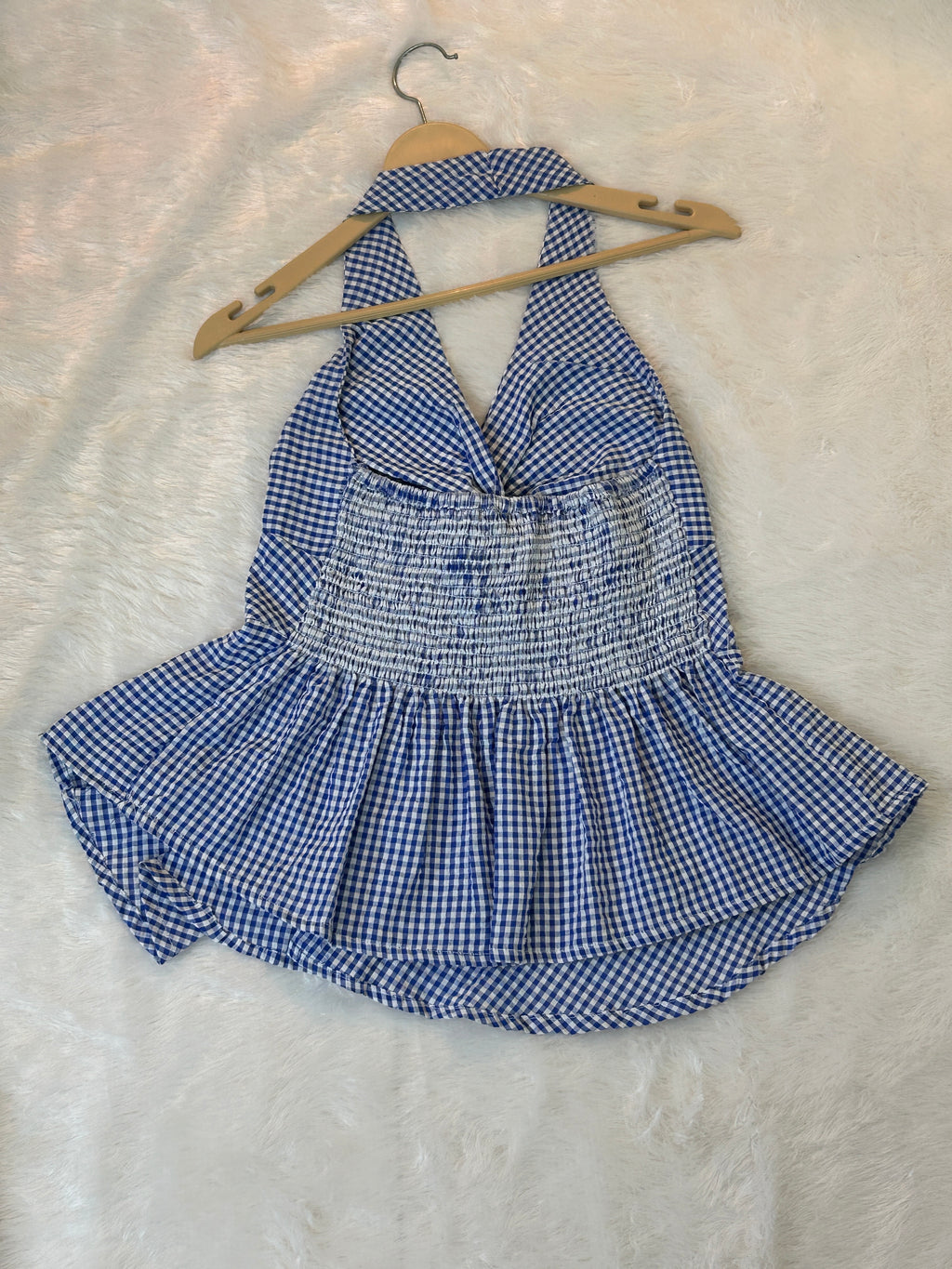 Micro-Gingham halter top